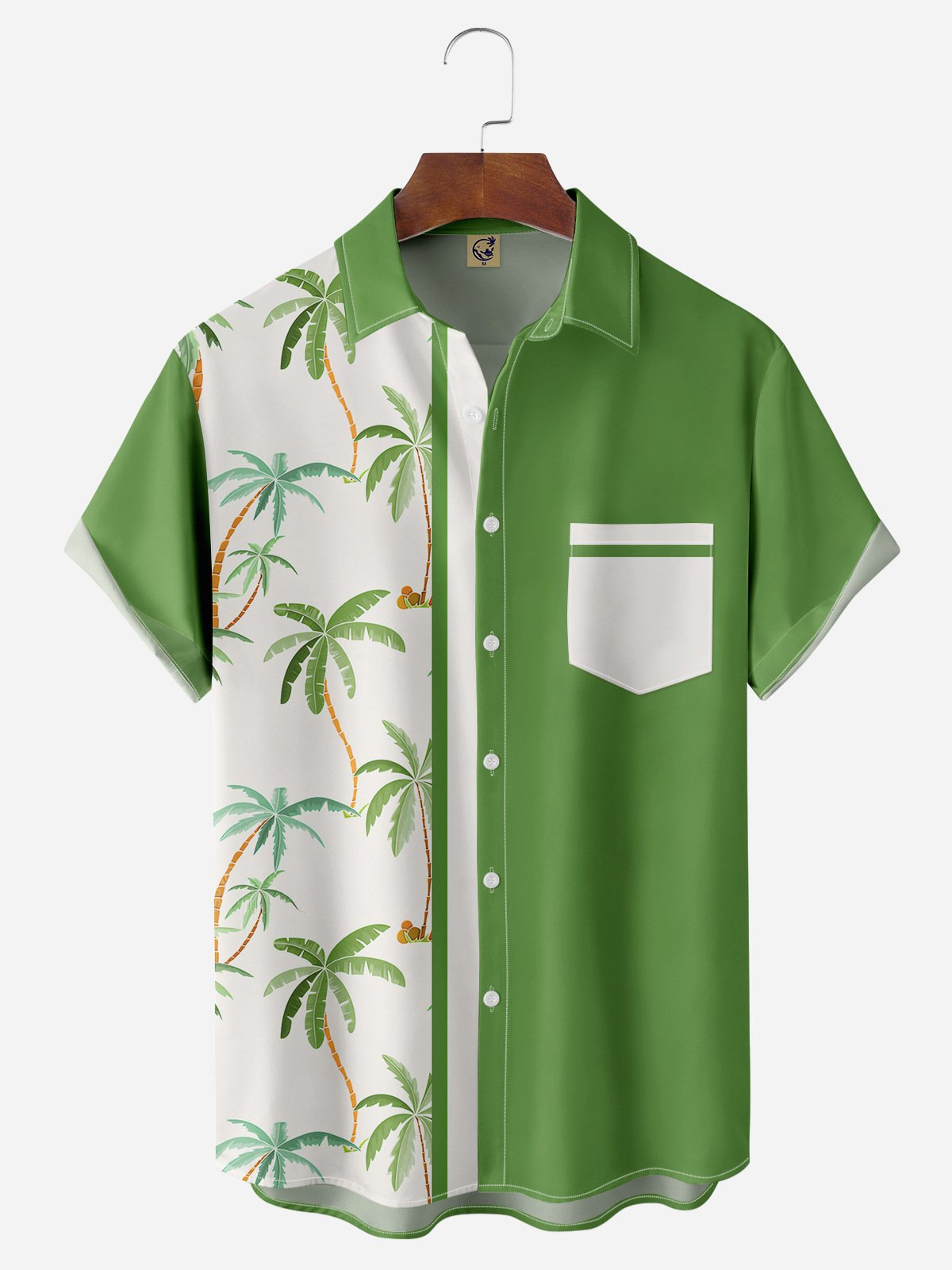 Coconut Tree Chest Pocket Short Sleeve Bowling Shirt