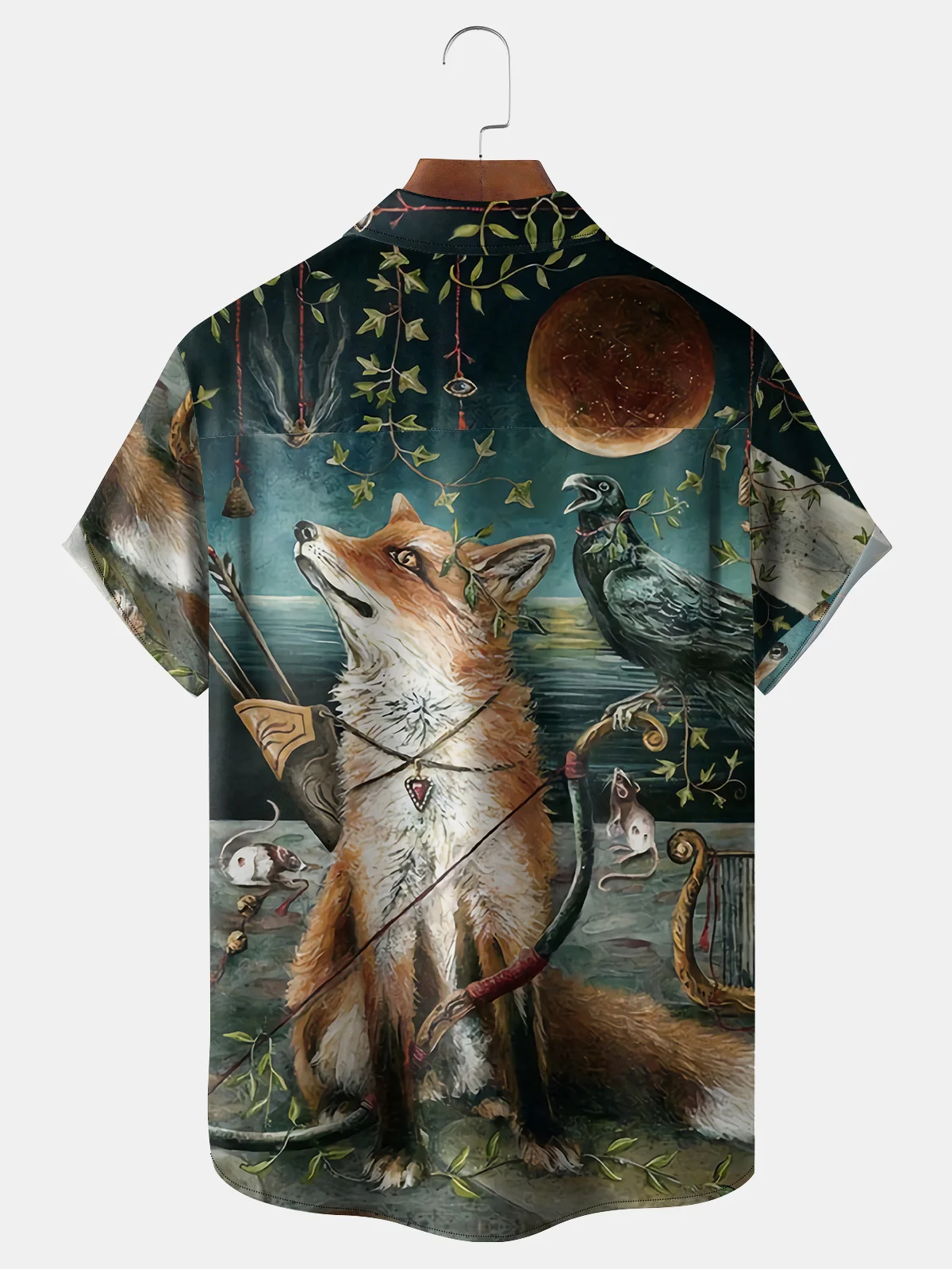 Hunting Fox Chest Pocket Short Sleeve Casual Shirt