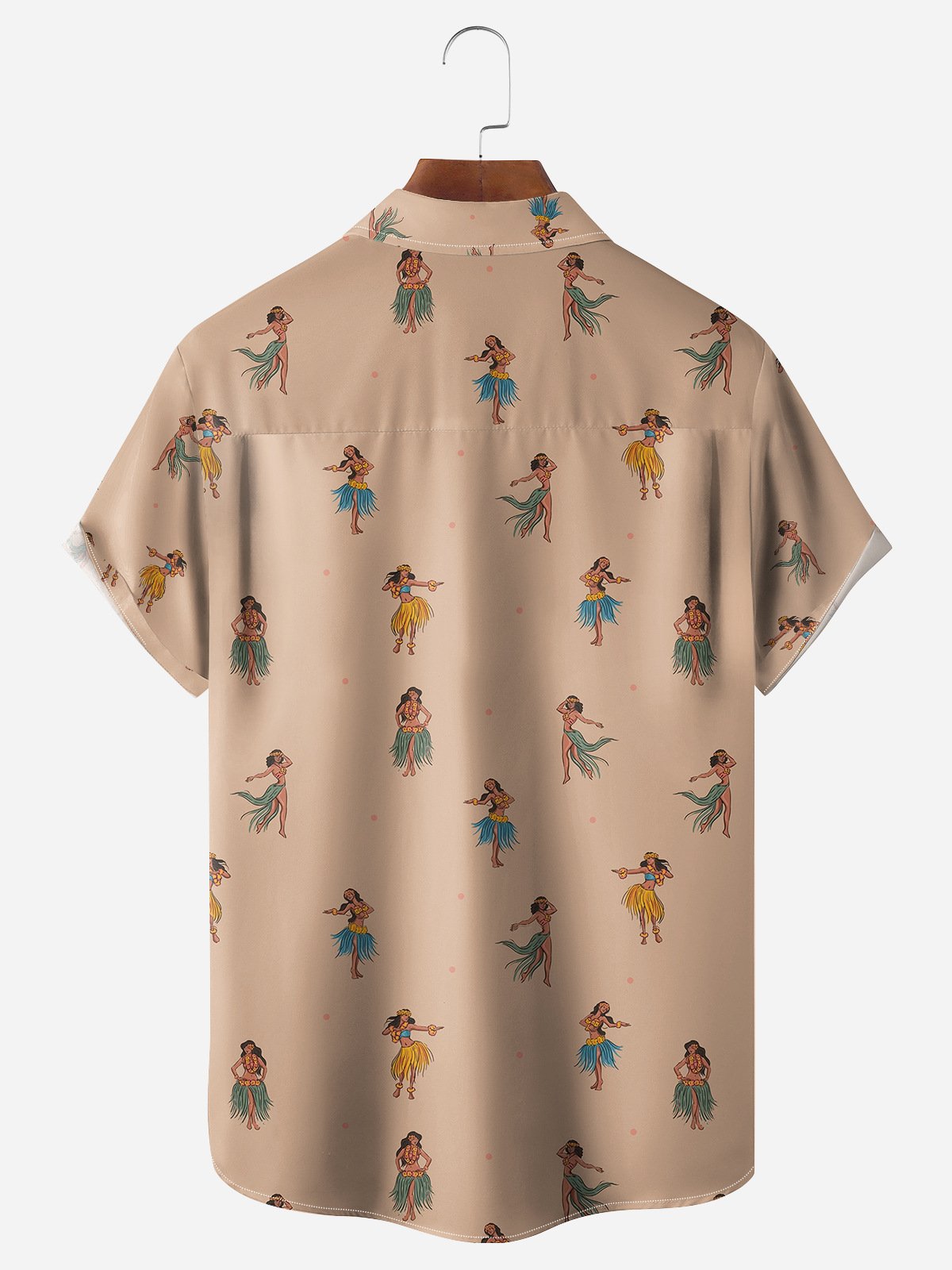 Hula Girl Chest Pocket Short Sleeve Hawaiian Shirt