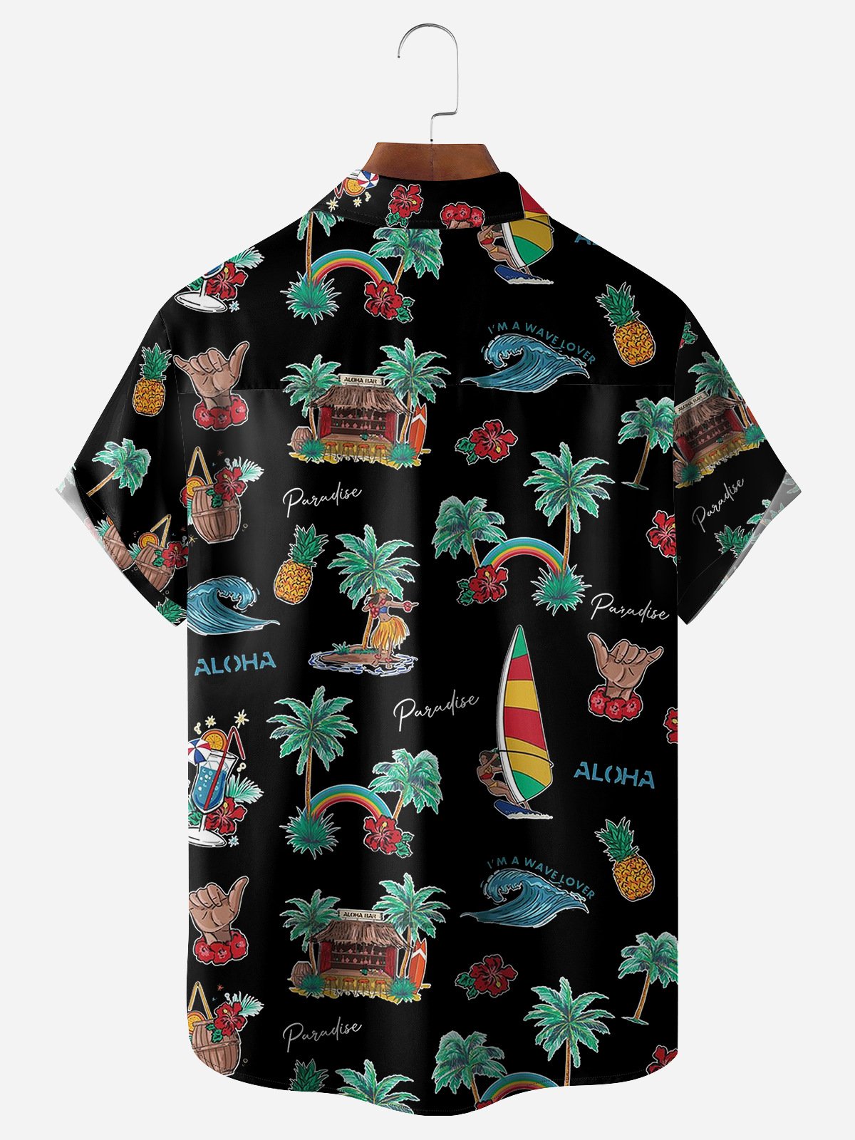 Coconut Tree Chest Pocket Short Sleeve Hawaiian Shirt