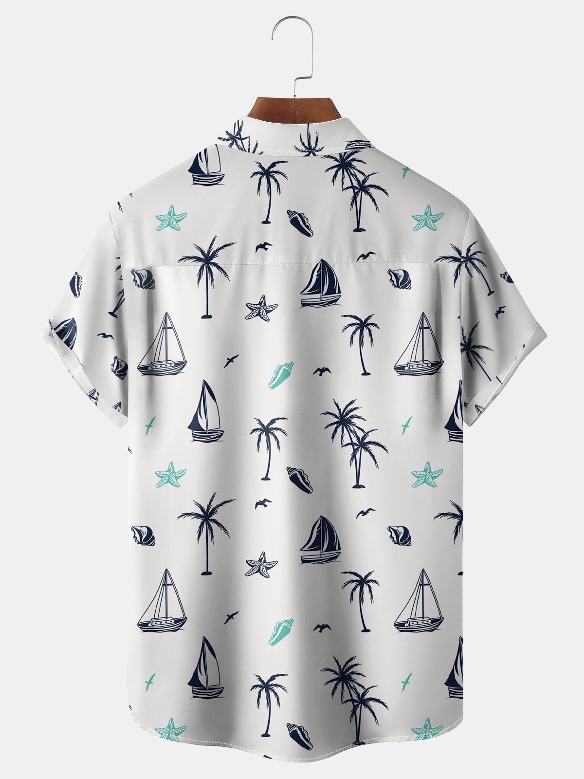 Coconut Tree Chest Pocket Short Sleeve Hawaiian Shirt