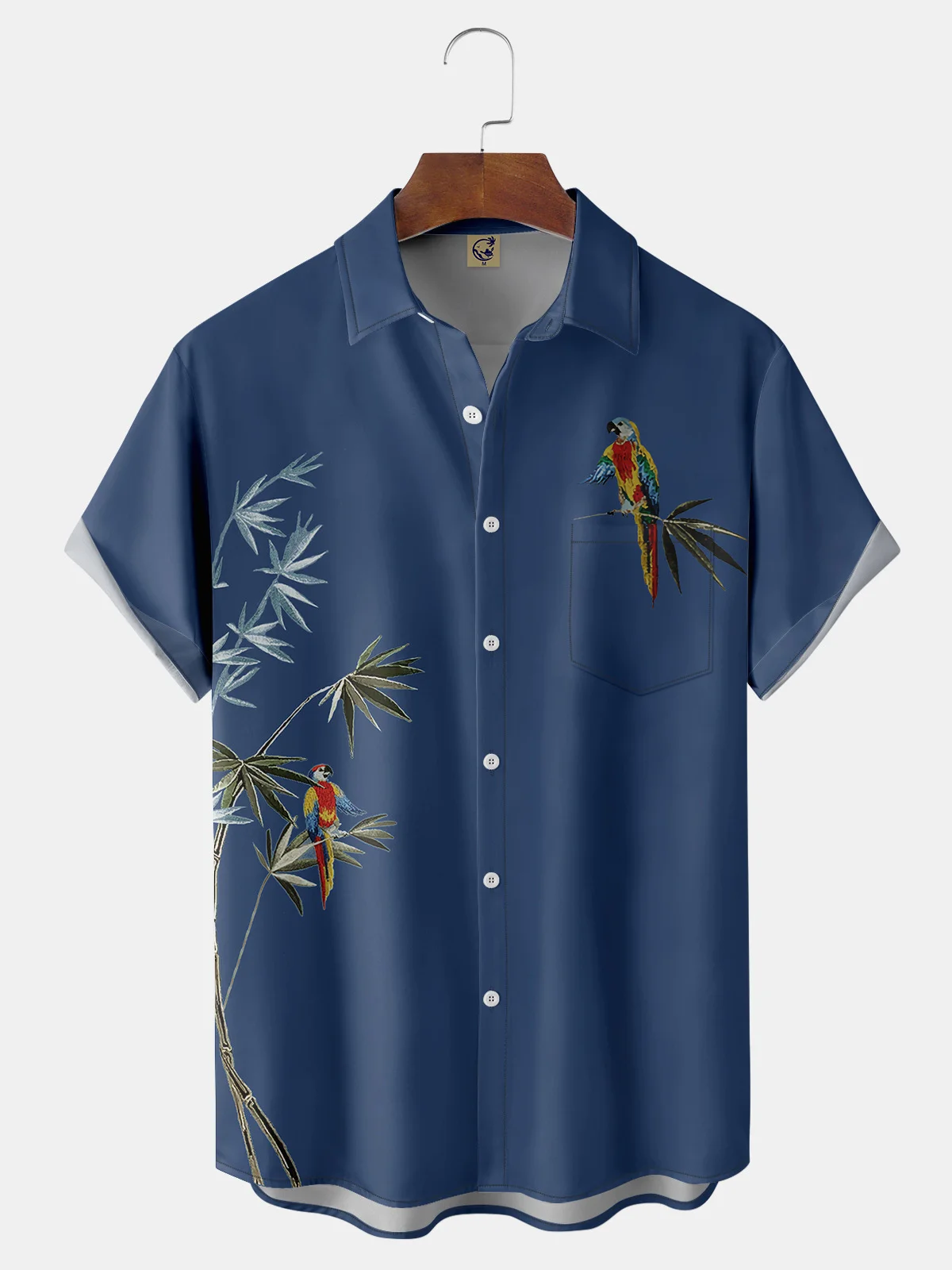 Parrot Chest Pocket Short Sleeve Hawaiian Shirt