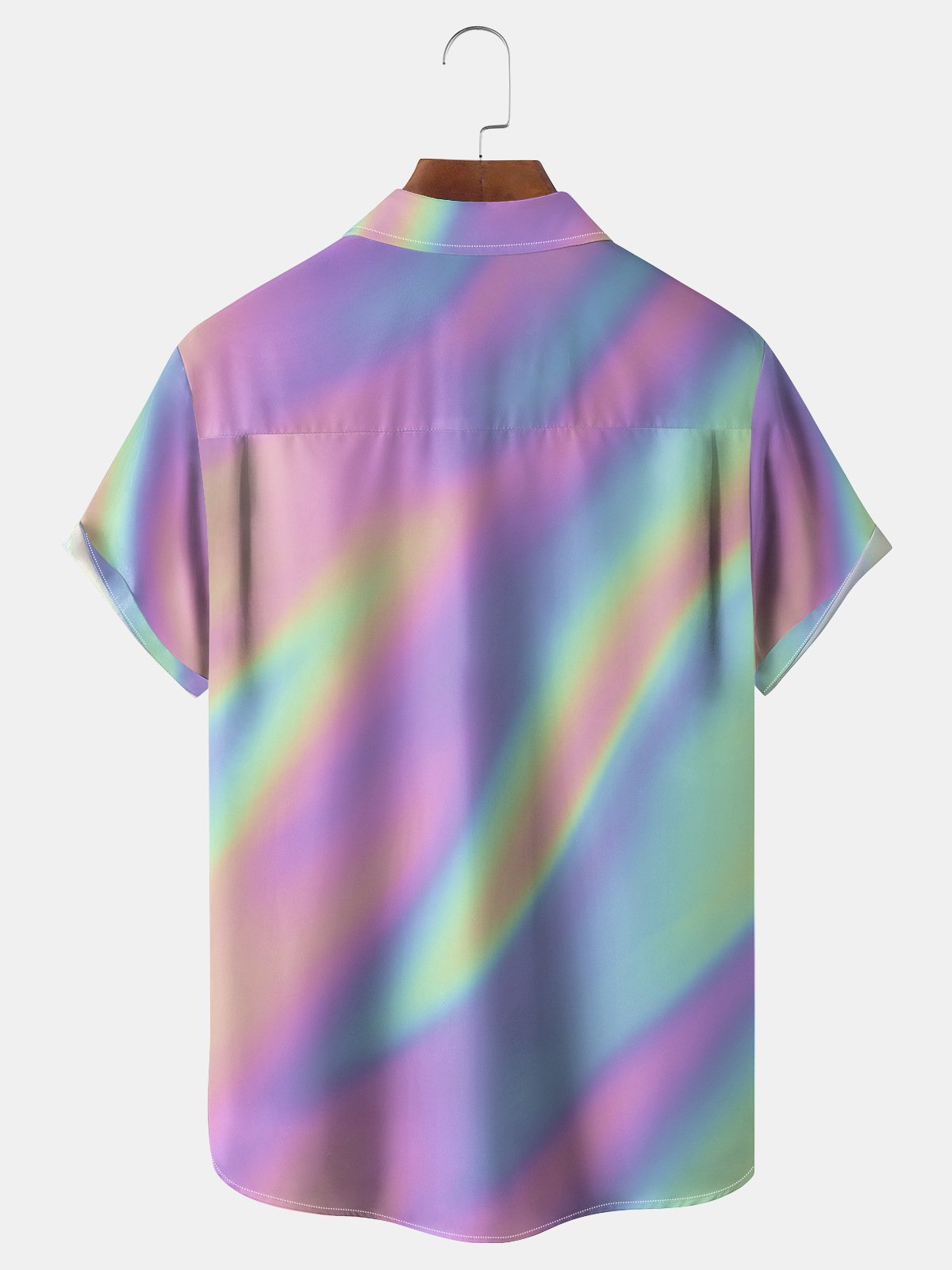 Gradient Color Chest Pocket Short Sleeve Casual Shirt
