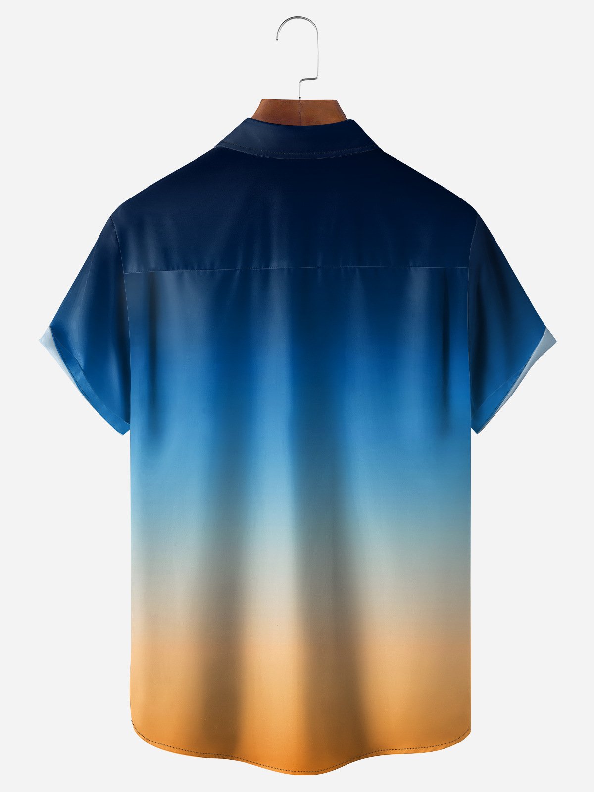 Gradient Color Chest Pocket Short Sleeve Casual Shirt