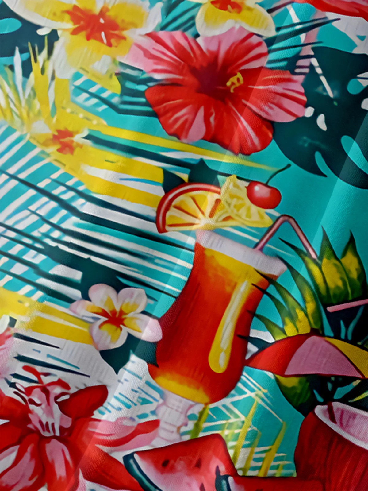 Flamingo Chest Pocket Short Sleeve Hawaiian Shirt