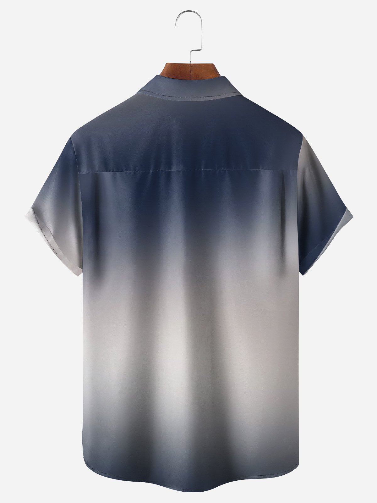 Gradient Color Chest Pocket Short Sleeve Casual Shirt