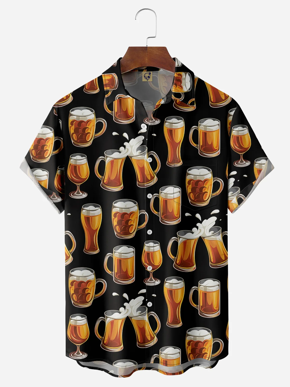 Beer Chest Pocket Short Sleeve Casual Shirt