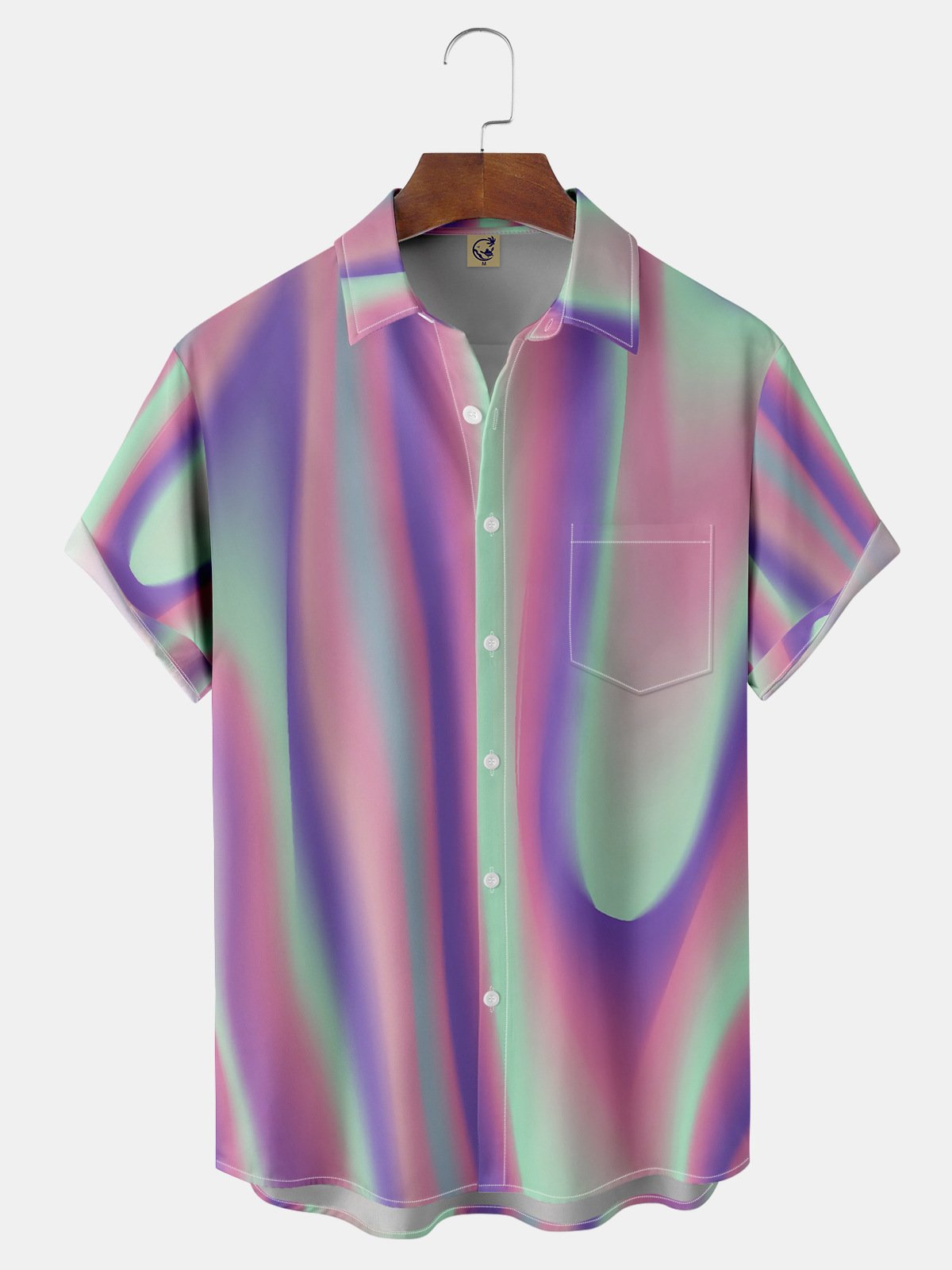 Geometric Chest Pocket Short Sleeve Casual Shirts