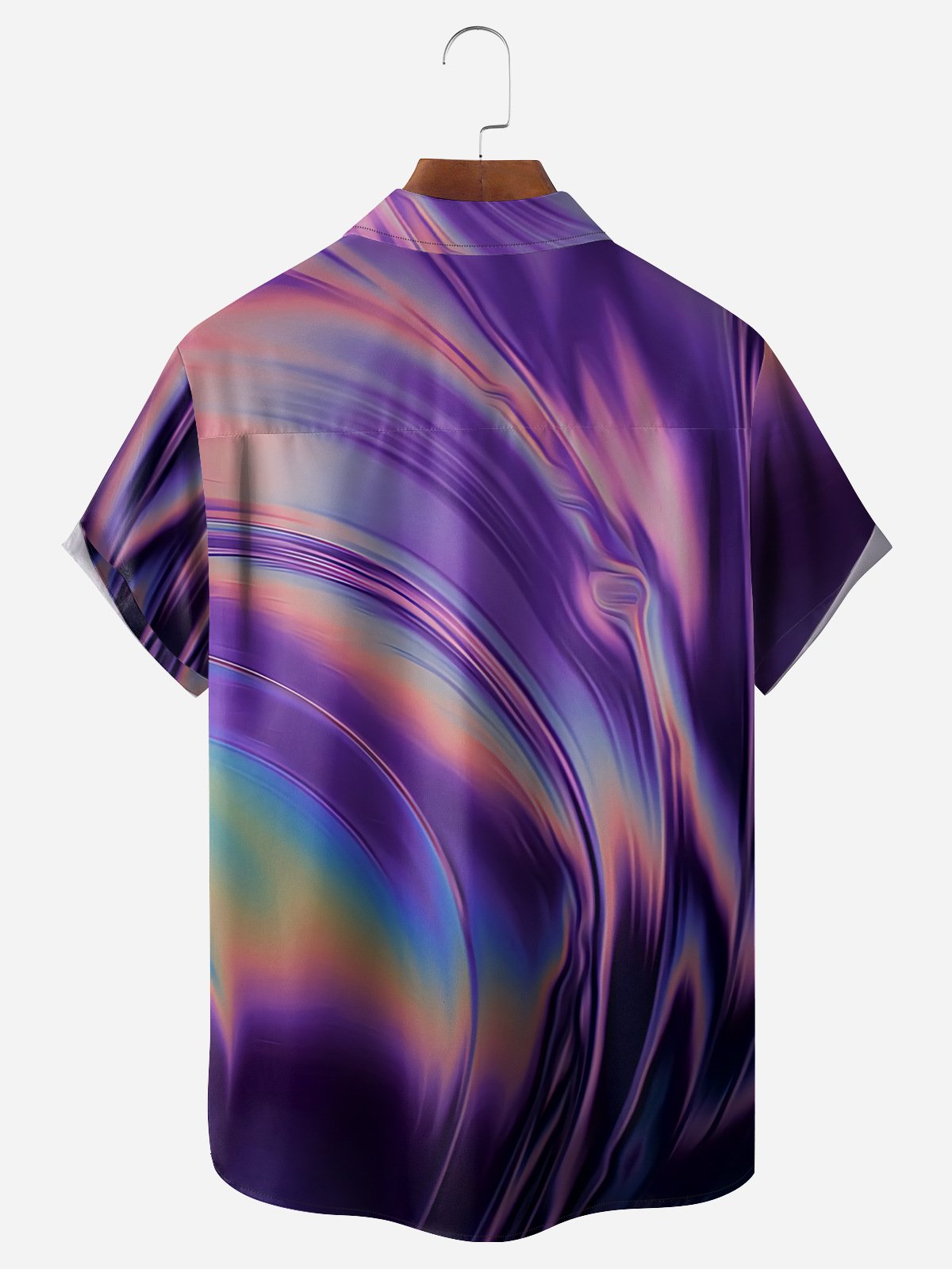 Gradient Color Chest Pocket Short Sleeve Casual Shirt