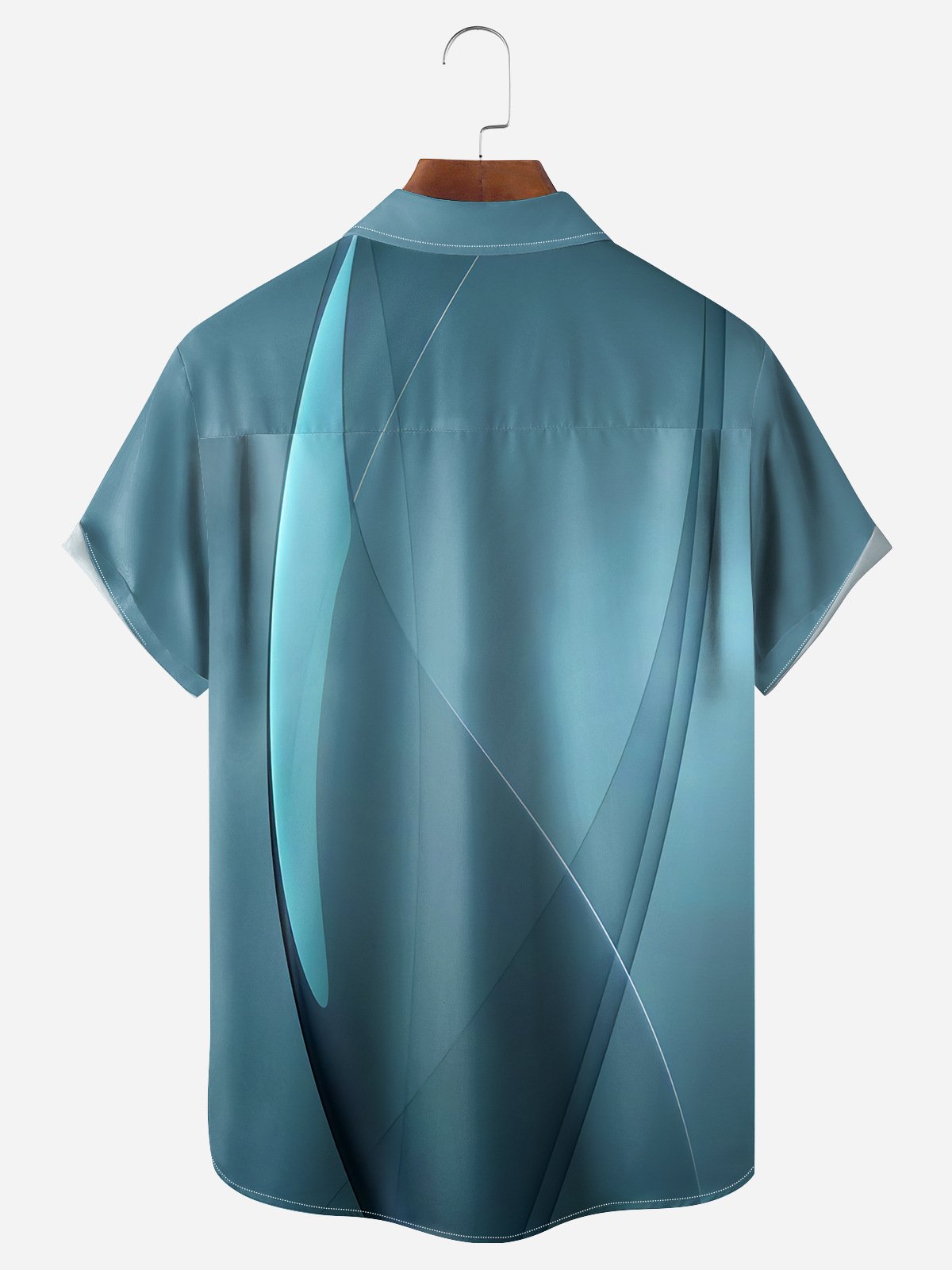 Gradient Color Chest Pocket Short Sleeve Casual Shirt
