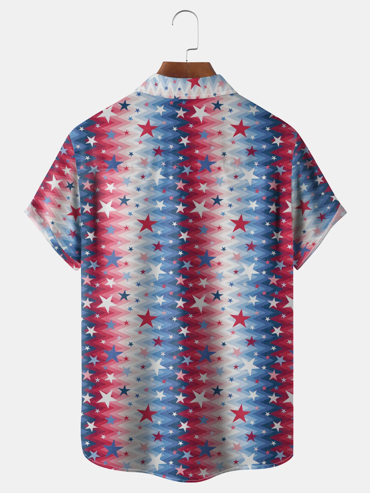 American Flag Striped Chest Pocket Short Sleeve Casual Shirt