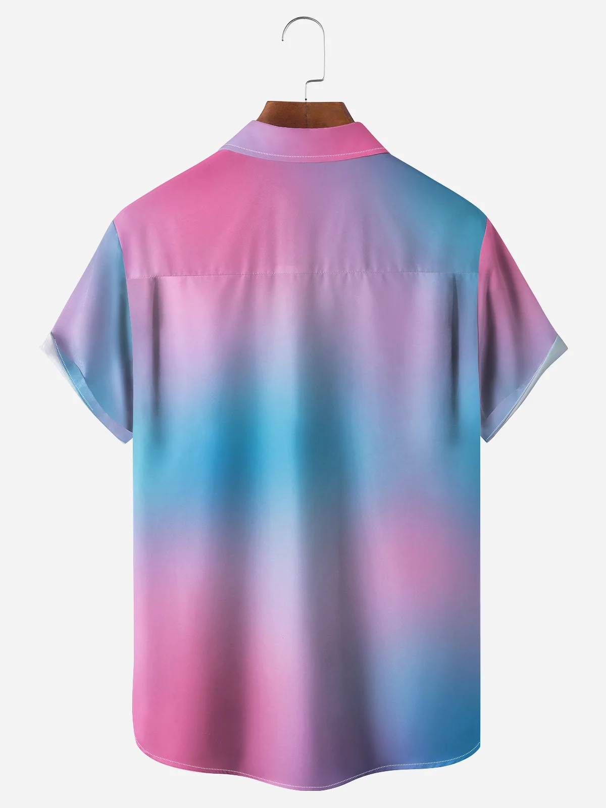 Flamingo Gradient Color Chest Pocket Short Sleeve Hawaiian Shirt