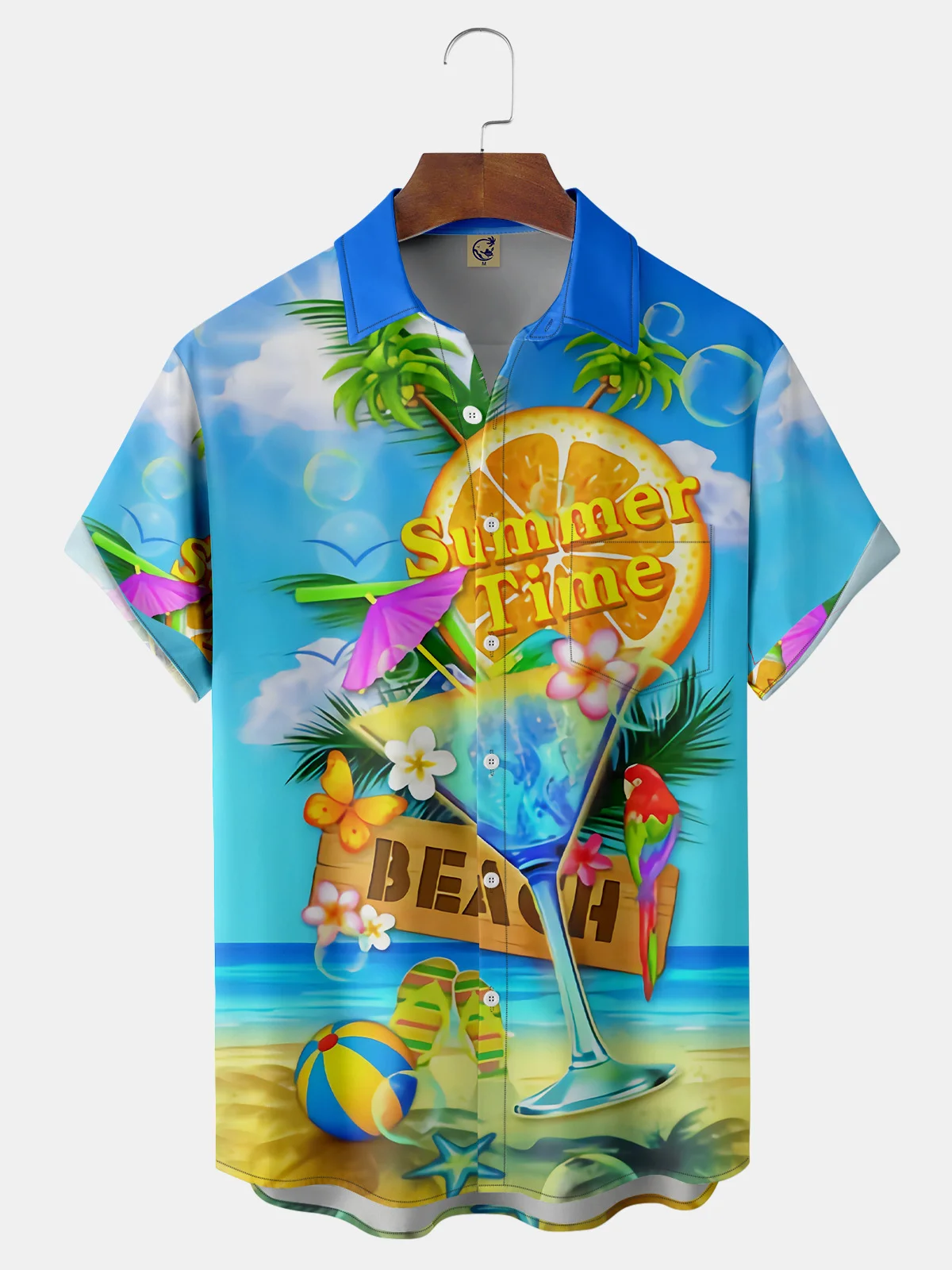 Cocktail Chest Pocket Short Sleeve Hawaiian Shirt