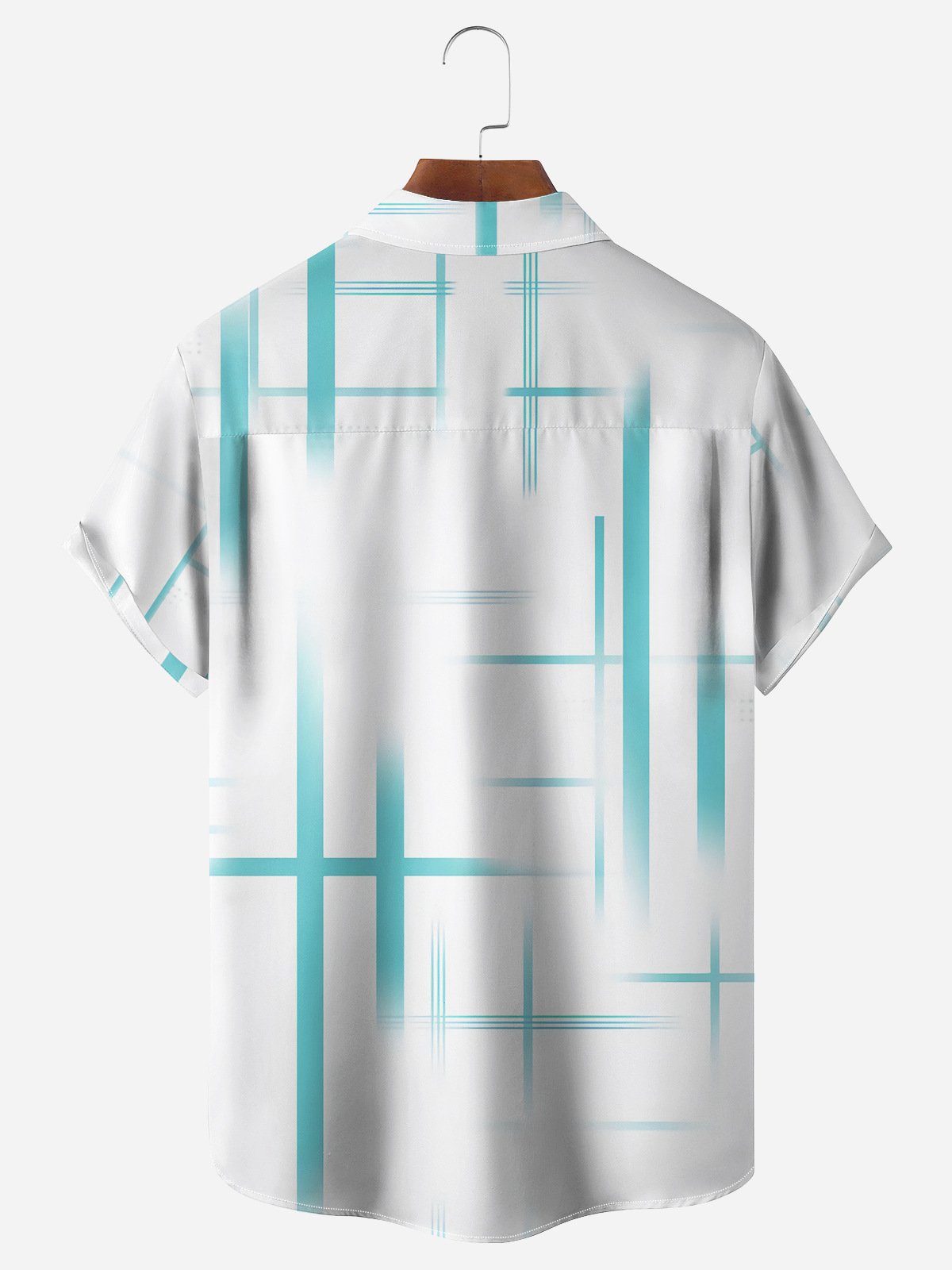 Abstract Stripes Chest Pocket Short Sleeve Casual Shirt