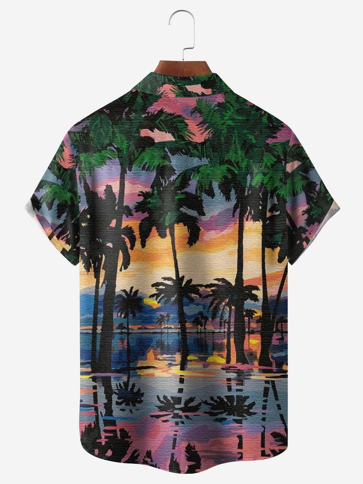 Coconut Tree Chest Pocket Short Sleeve Hawaiian Shirt