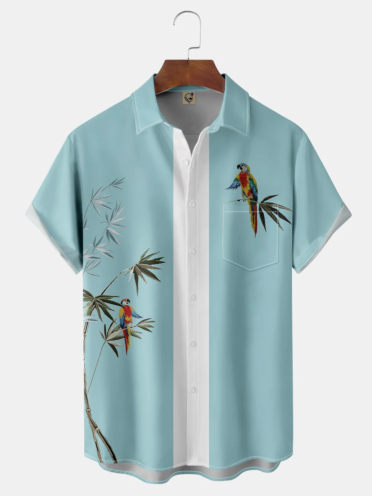 Parrots Chest Pocket Short Sleeve Bowling Shirt