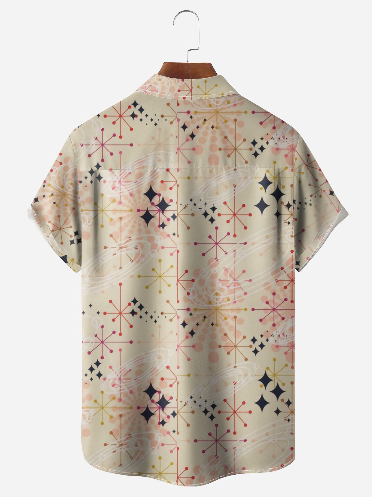 Geometric Chest Pocket Short Sleeve Casual Shirt