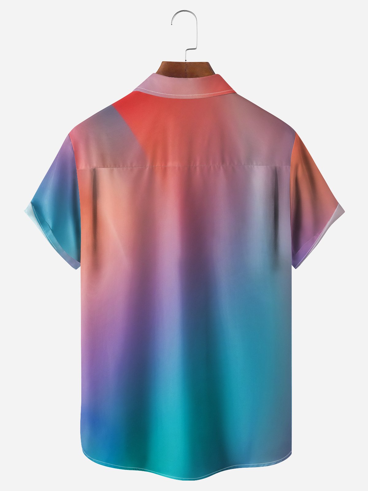 Gradient Color Chest Pocket Short Sleeve Casual Shirt