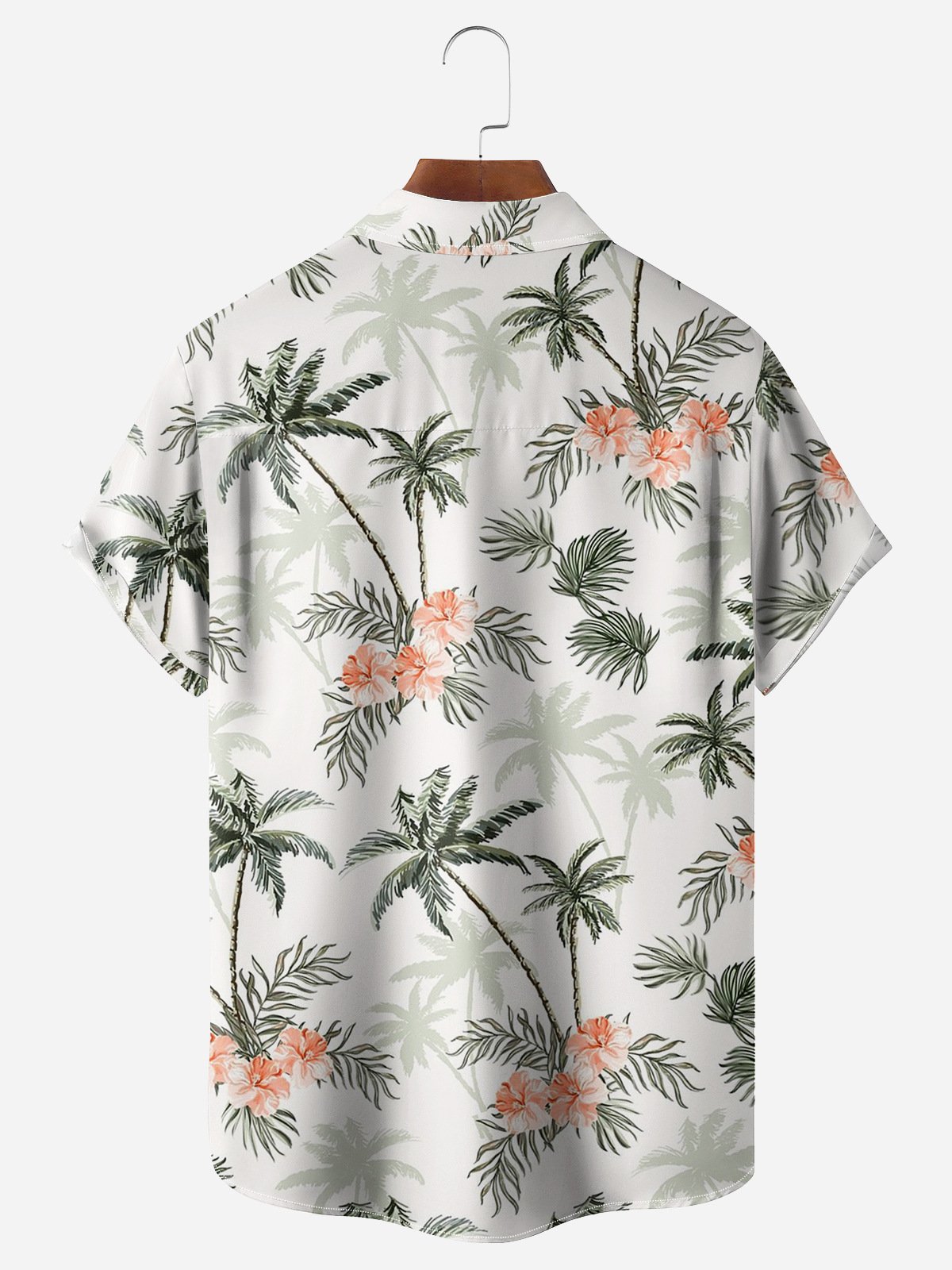 Palm Tree Chest Pocket Short Sleeve Hawaiian Shirt