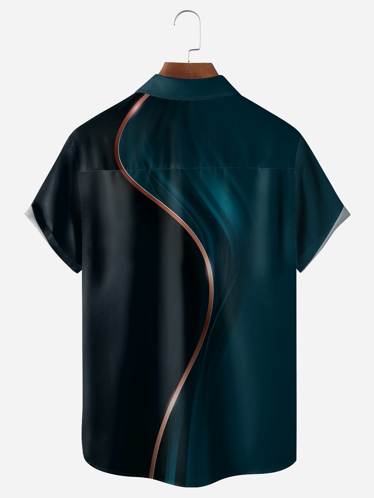 Gradient Color Chest Pocket Short Sleeve Casual Shirt
