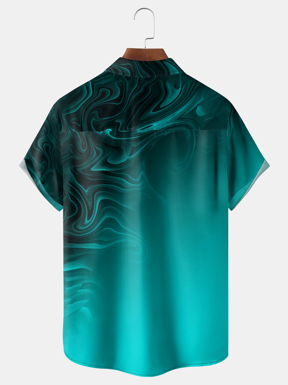Gradient Water Chest Pocket Short Sleeve Casual Shirt