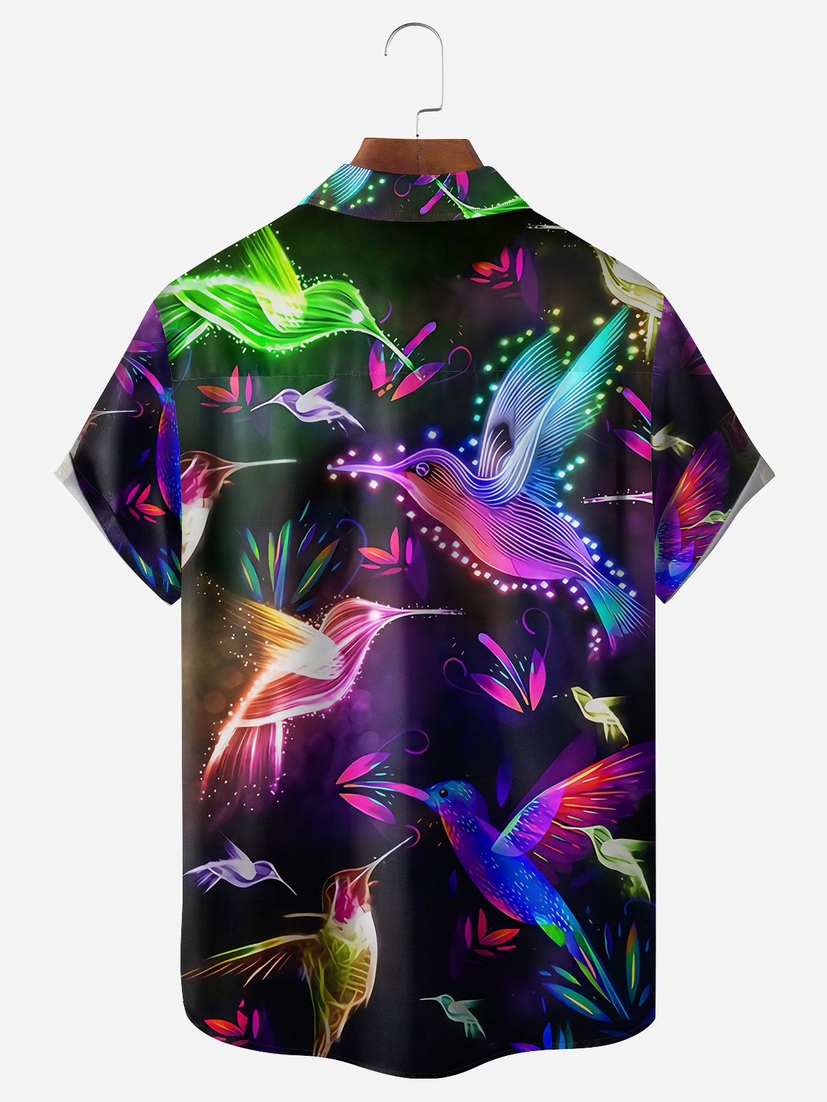 Trochilidae Bird Chest Pocket Short Sleeve Hawaiian Shirt