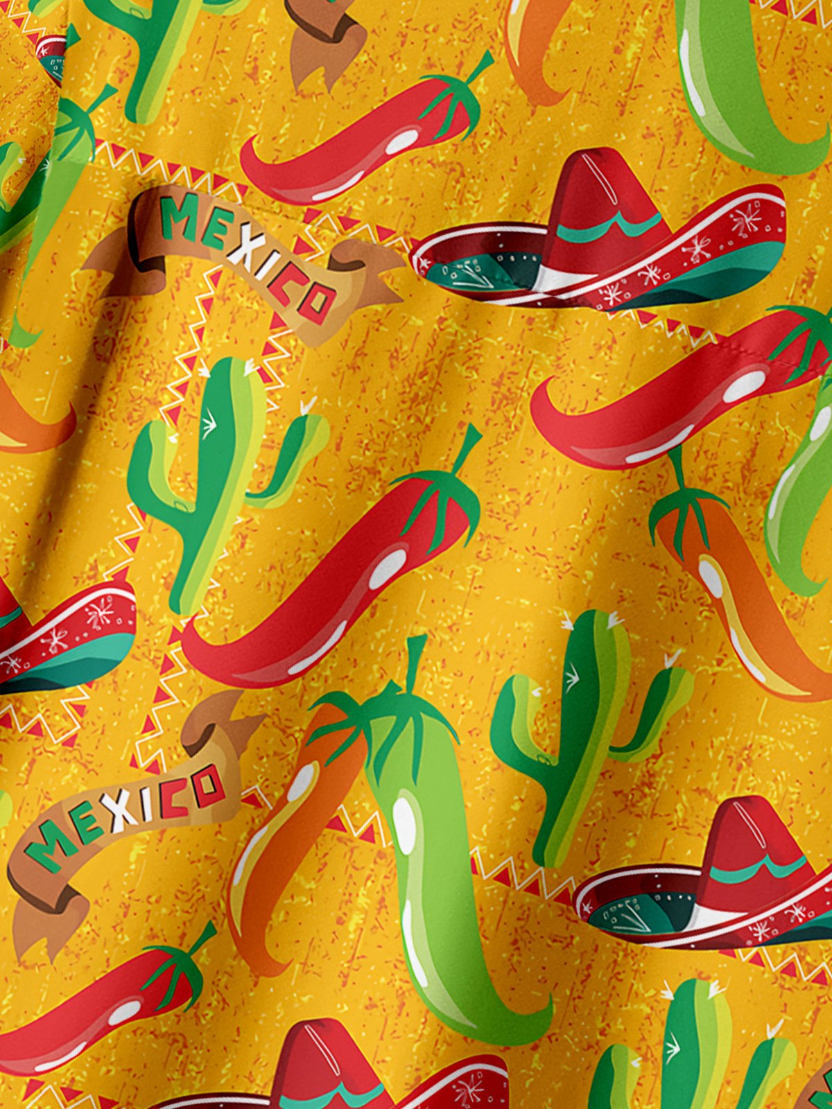 Cinco de Mayo Chili Chest Pocket Short Sleeve Casual Shirt