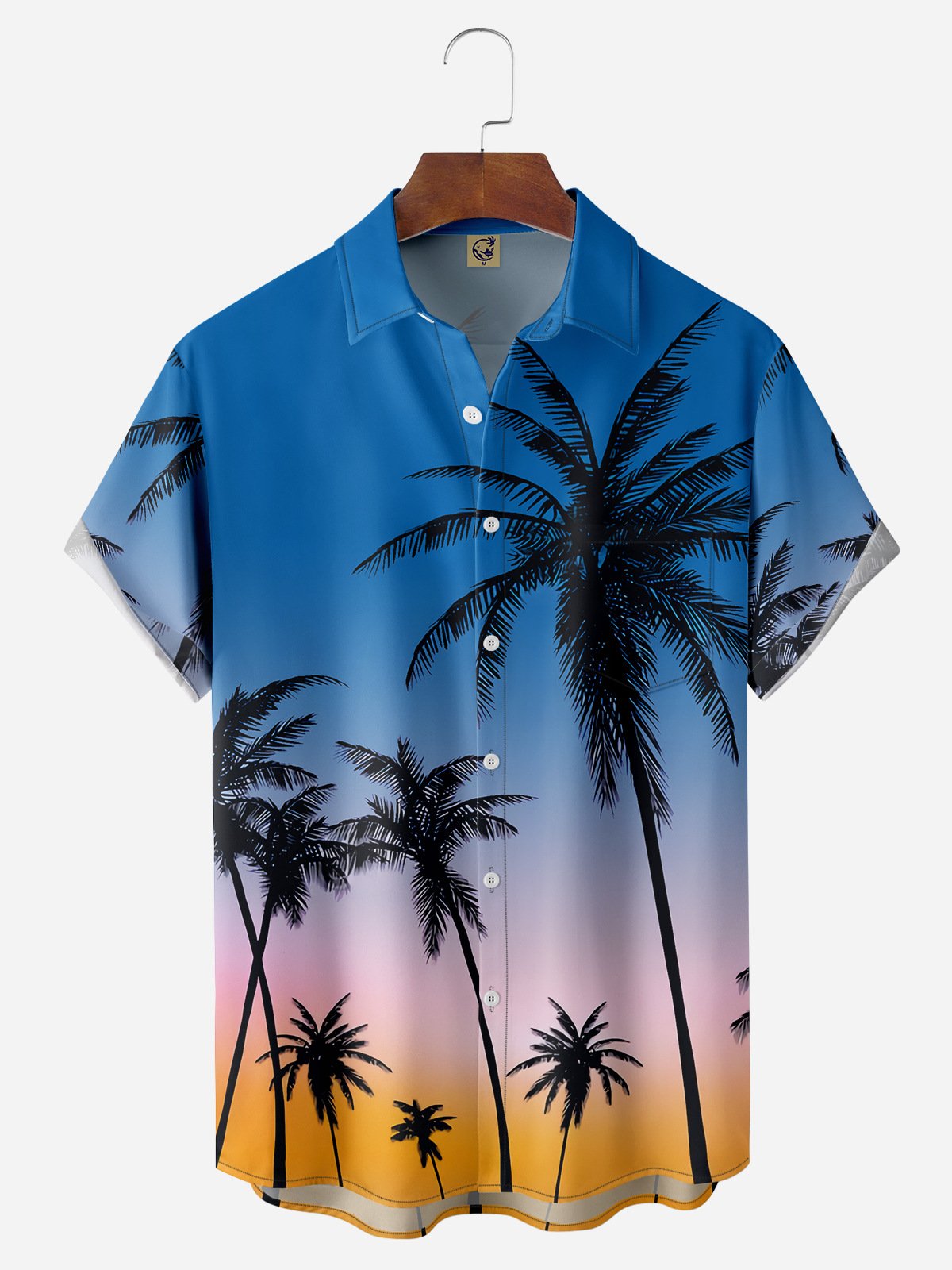 Coconut Tree Chest Pocket Short Sleeve Hawaiian Shirt