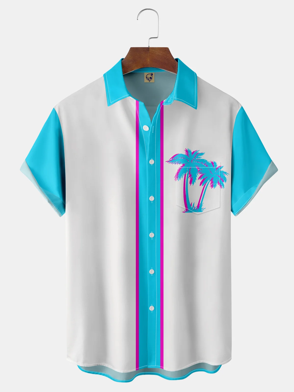 Coconut Tree Chest Pocket Short Sleeve Hawaiian Shirt