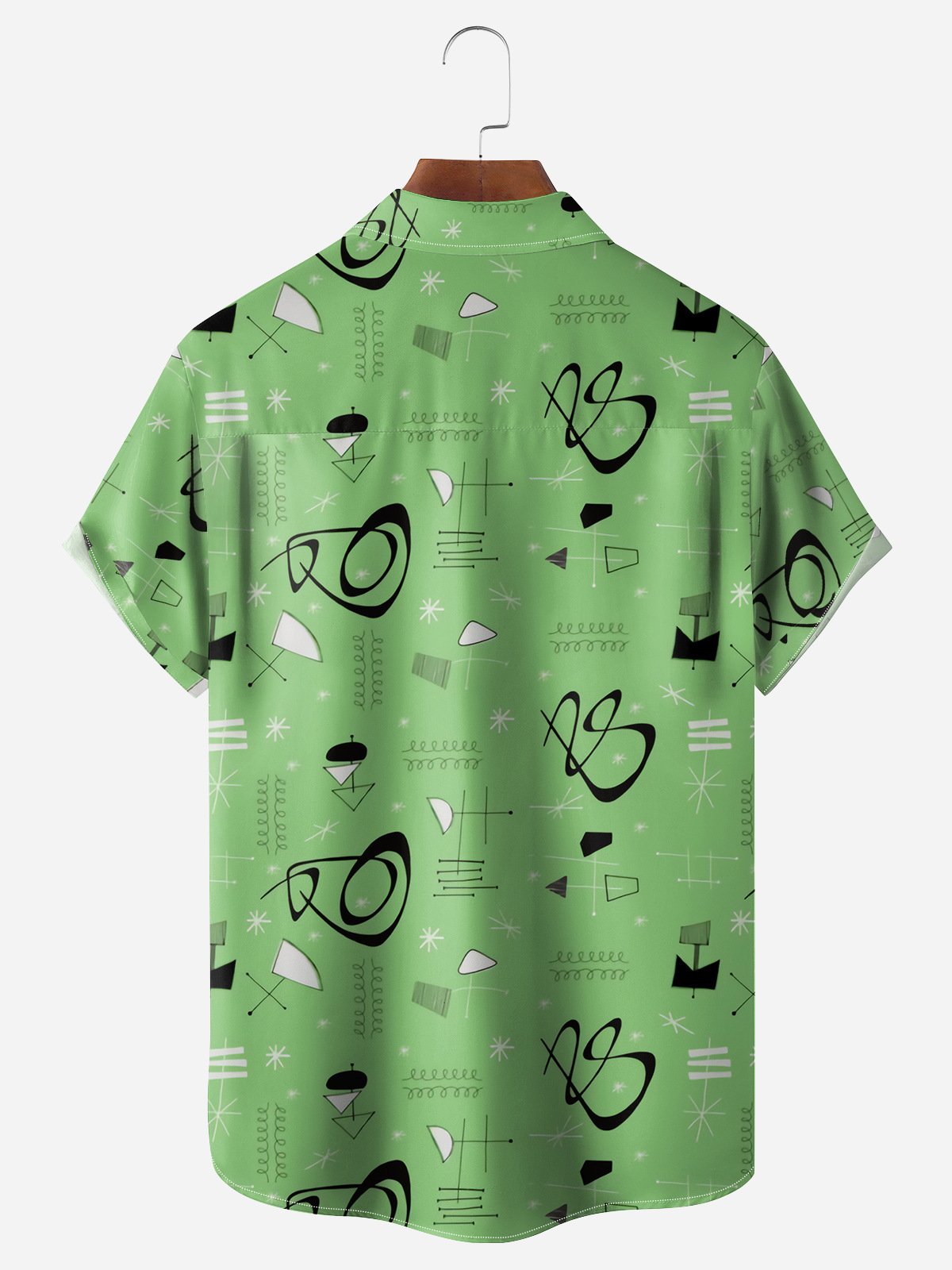 Geometric Chest Pocket Short Sleeve Casual Shirt
