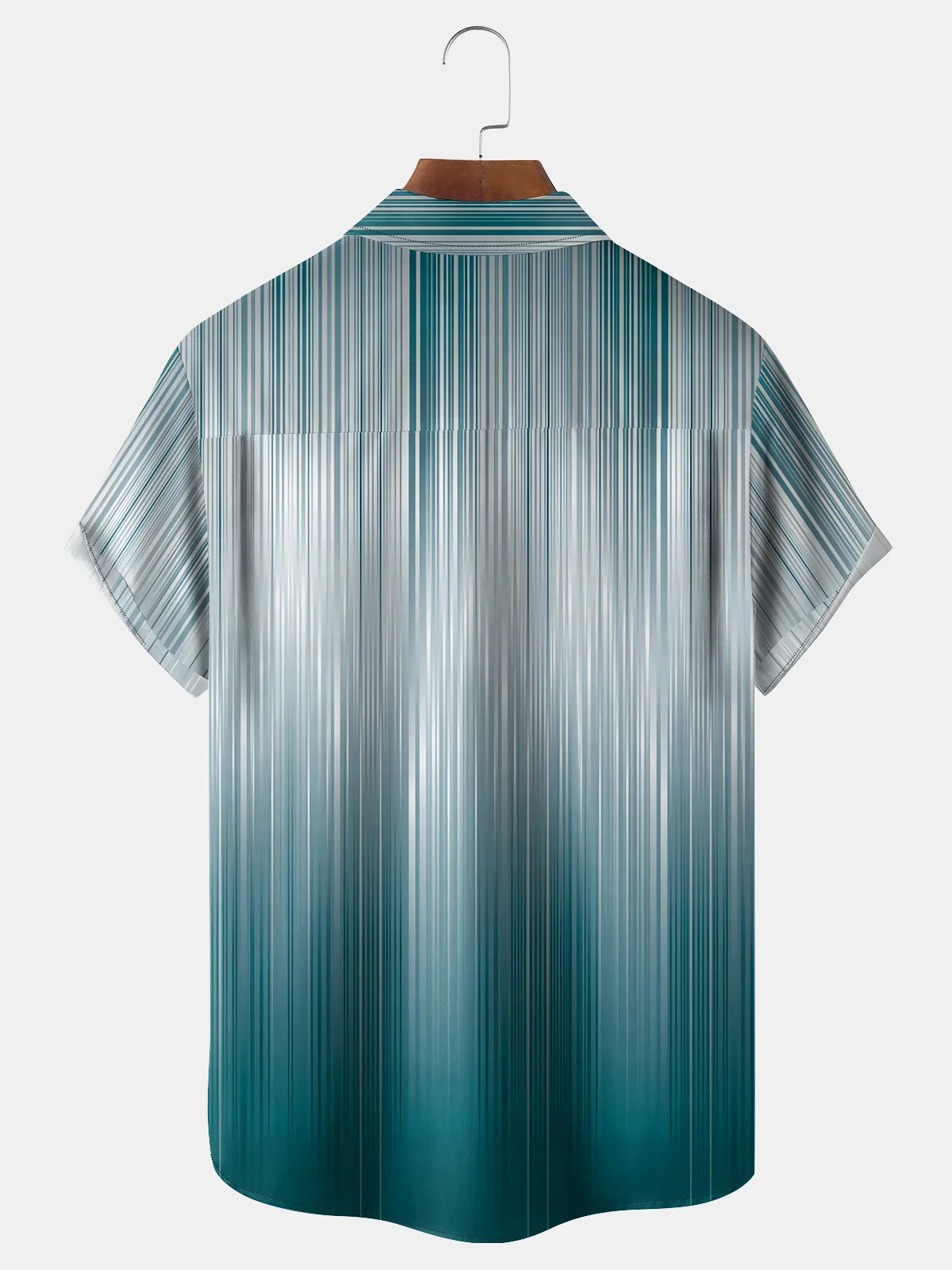 Geometric Stripe Chest Pocket Short Sleeve Casual Shirt