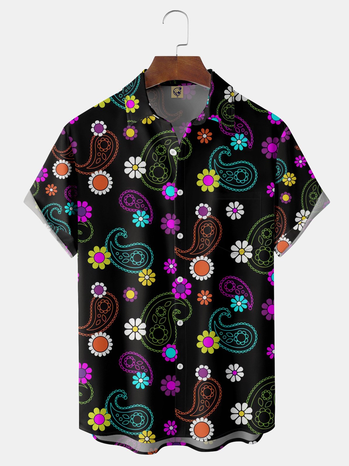 Paisley Chest Pocket Short Sleeve Hawaiian Shirt