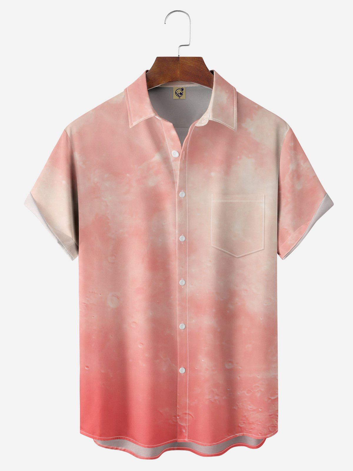 Gradient Color Chest Pocket Short Sleeve Casual Shirt