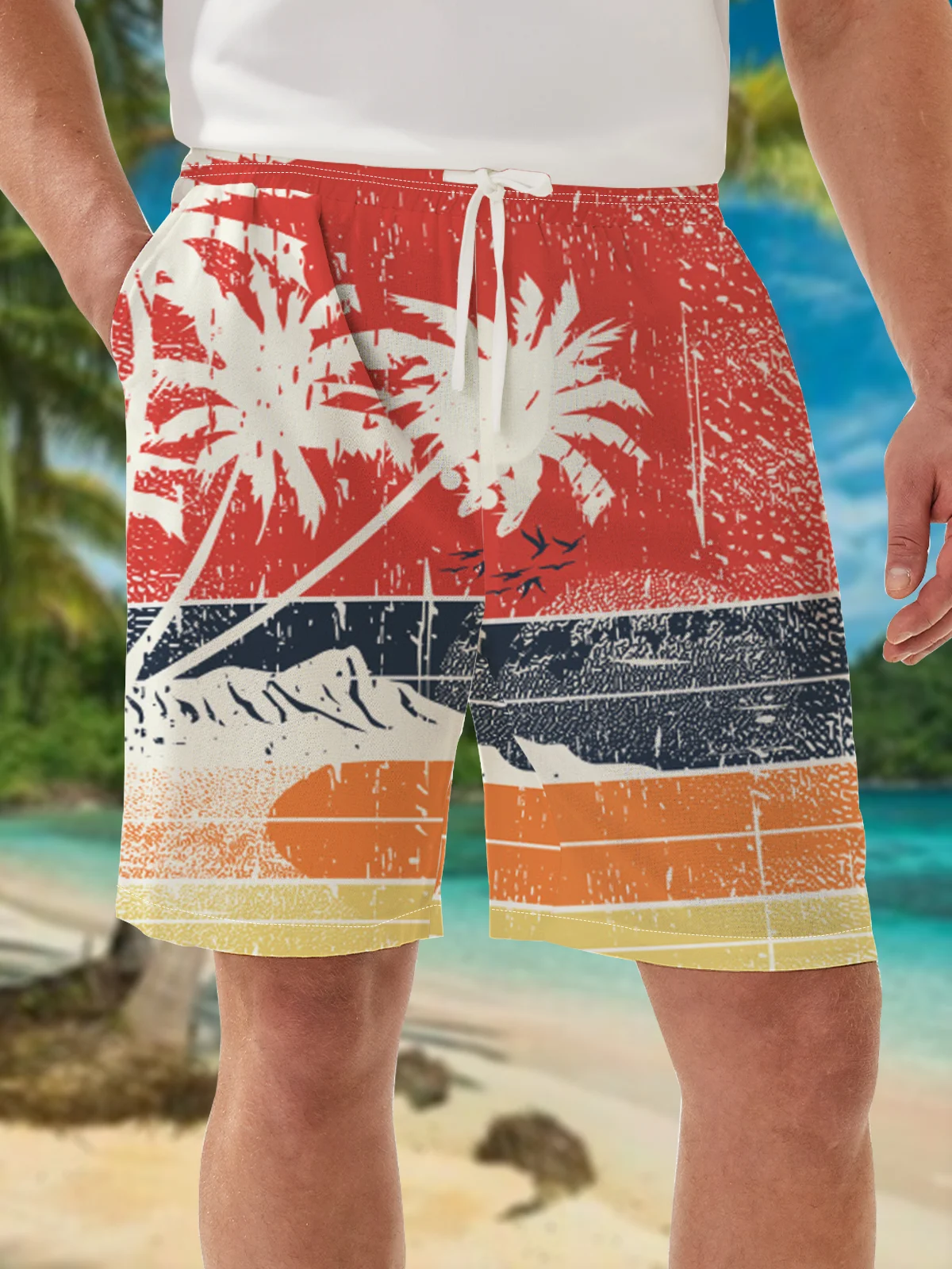 Hawaiian Coconut Tree Print Bermuda