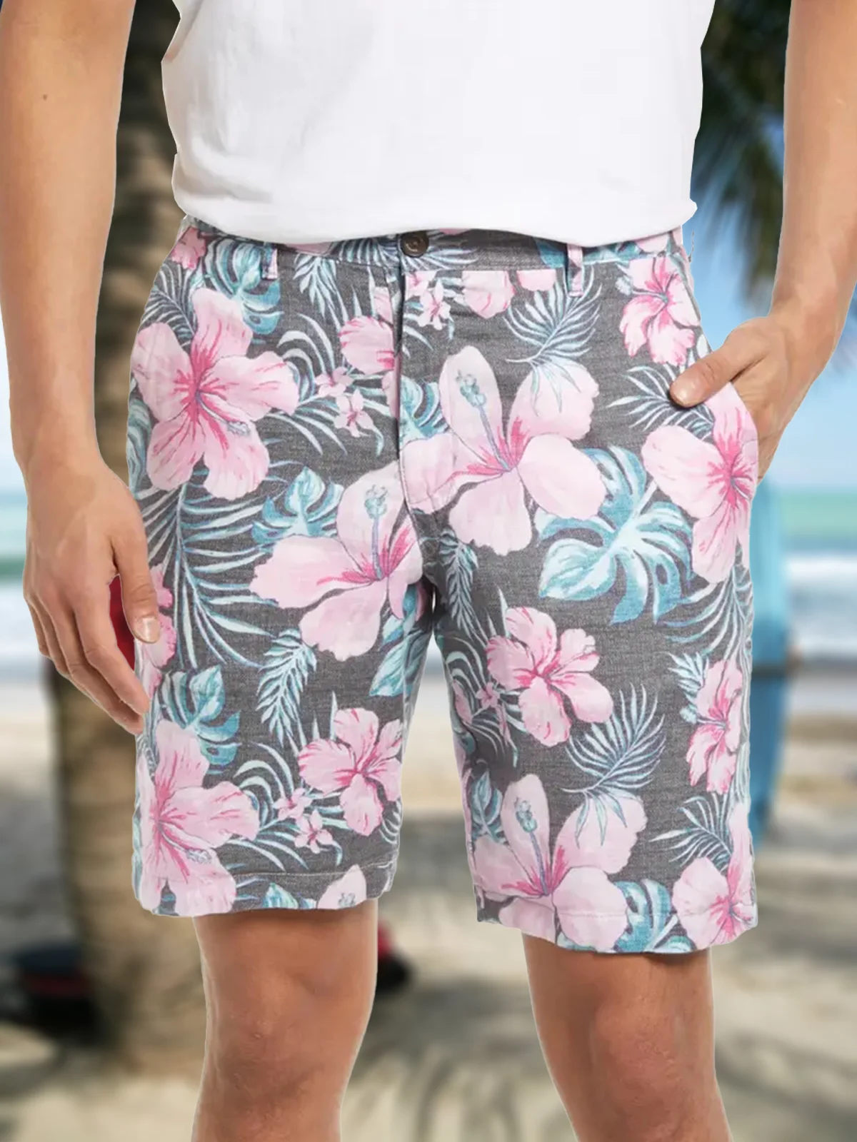 Hawaiian Botanical Floral Print Bermuda