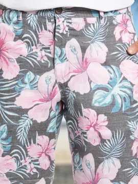 Hawaiian Botanical Floral Print Bermuda