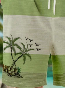 Hawaiian Coconut Tree Print Bermuda