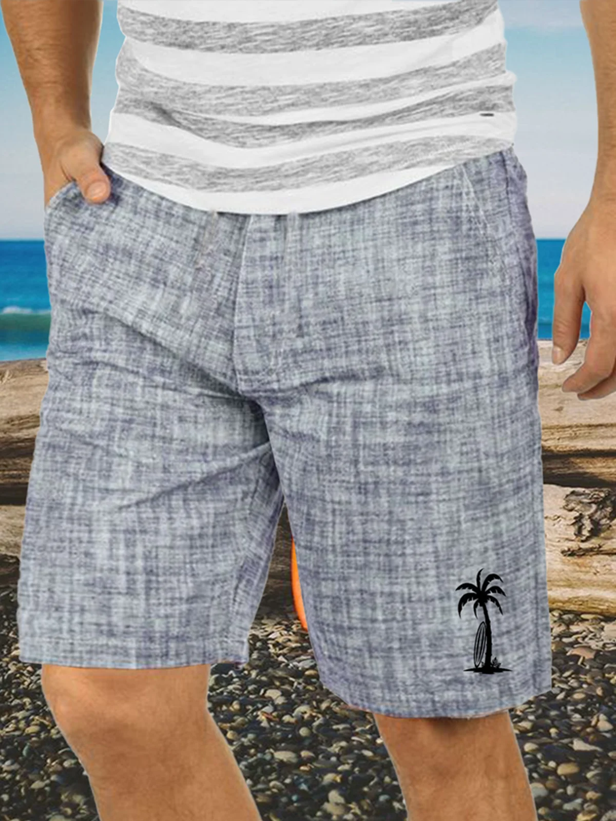 Coconut Tree Print Casual Bermuda