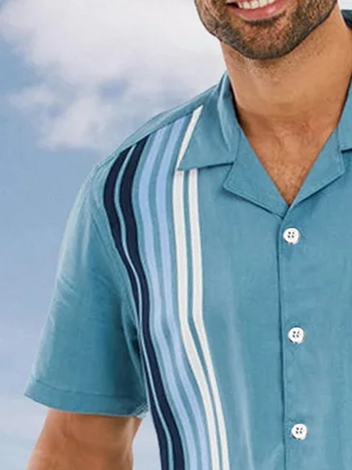 Striped Short Sleeve Bowling Shirt