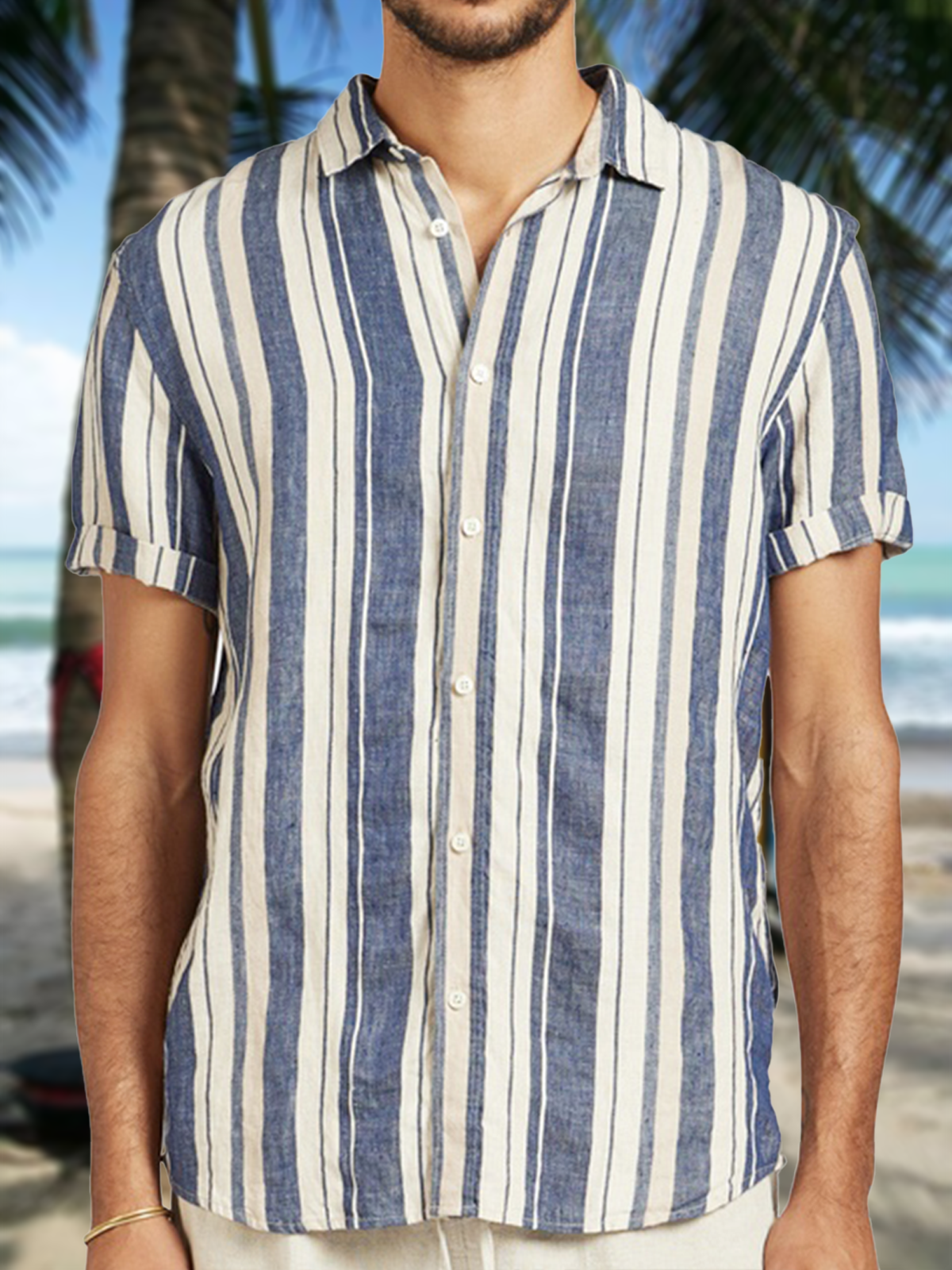 Striped Short Sleeve Casual Shirt