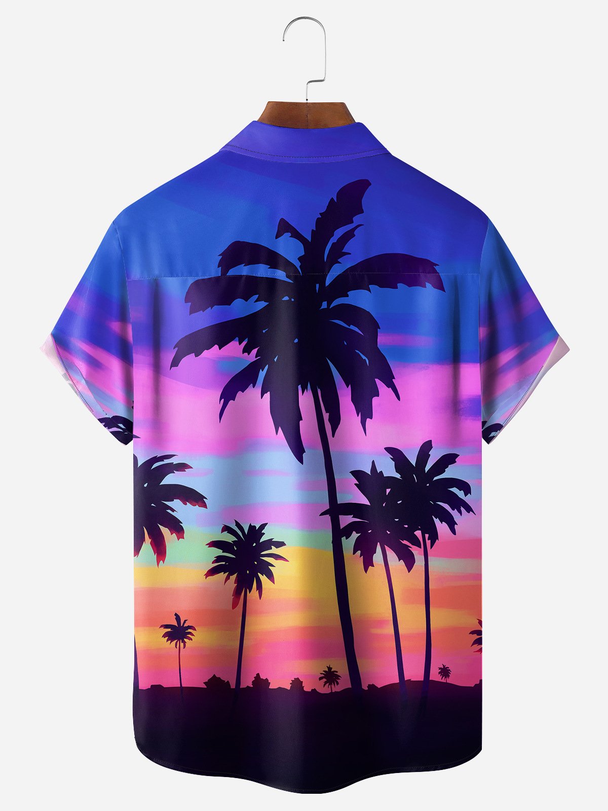 Coconut Tree Chest Pocket Short Sleeve Hawaiian Shirt