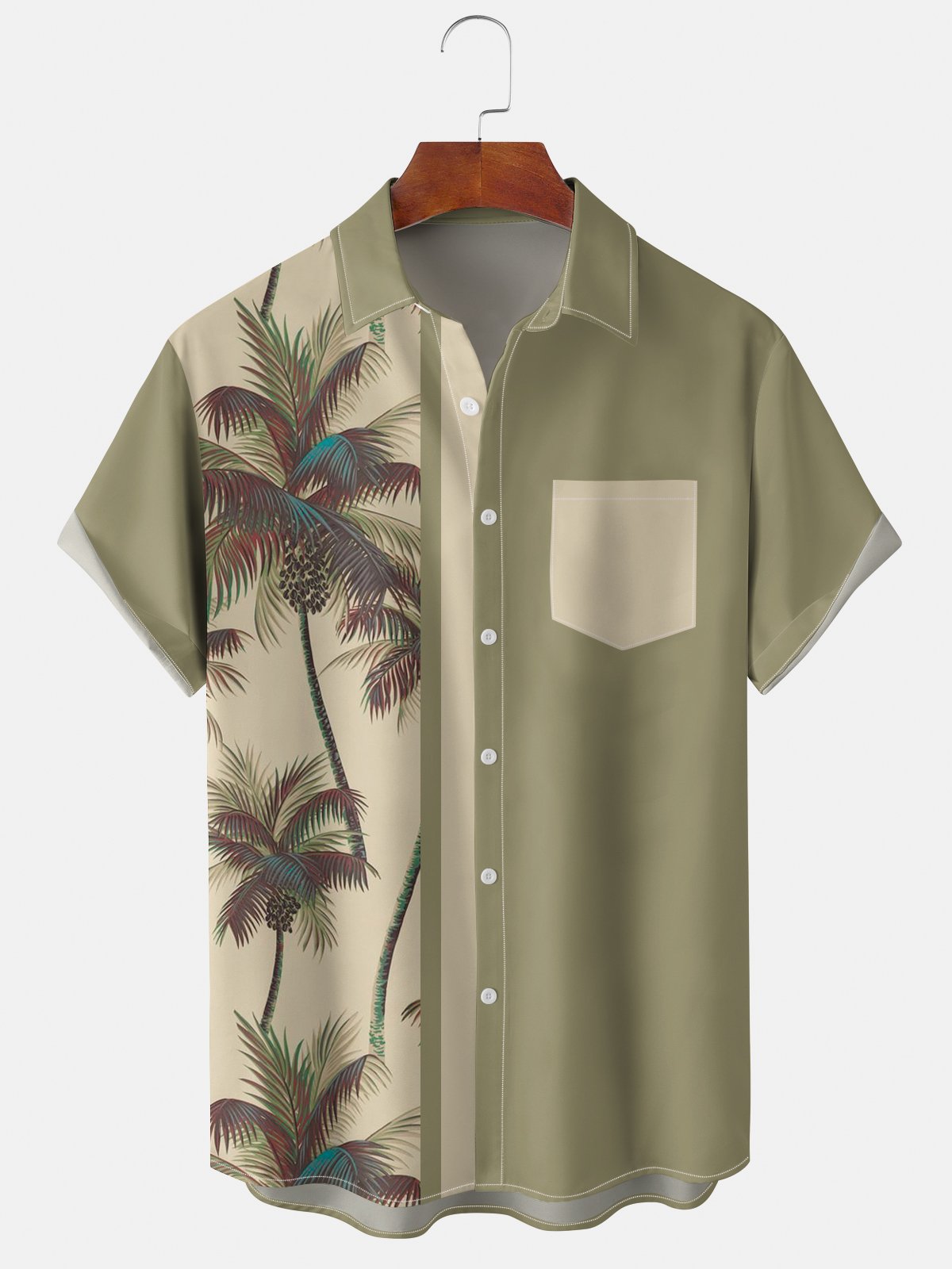 Hardaddy Men's Coconut Tree Casual Breathable Short Sleeve Hawaiian ...