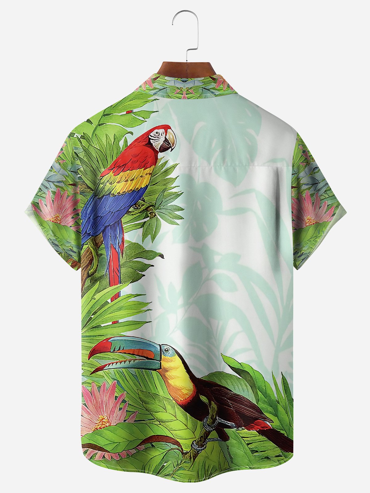 Parrots Chest Pocket Short Sleeve Hawaiian Shirt