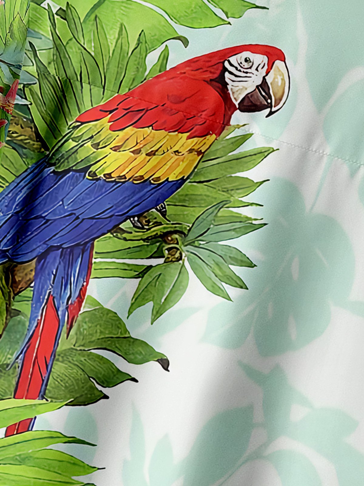 Parrots Chest Pocket Short Sleeve Hawaiian Shirt
