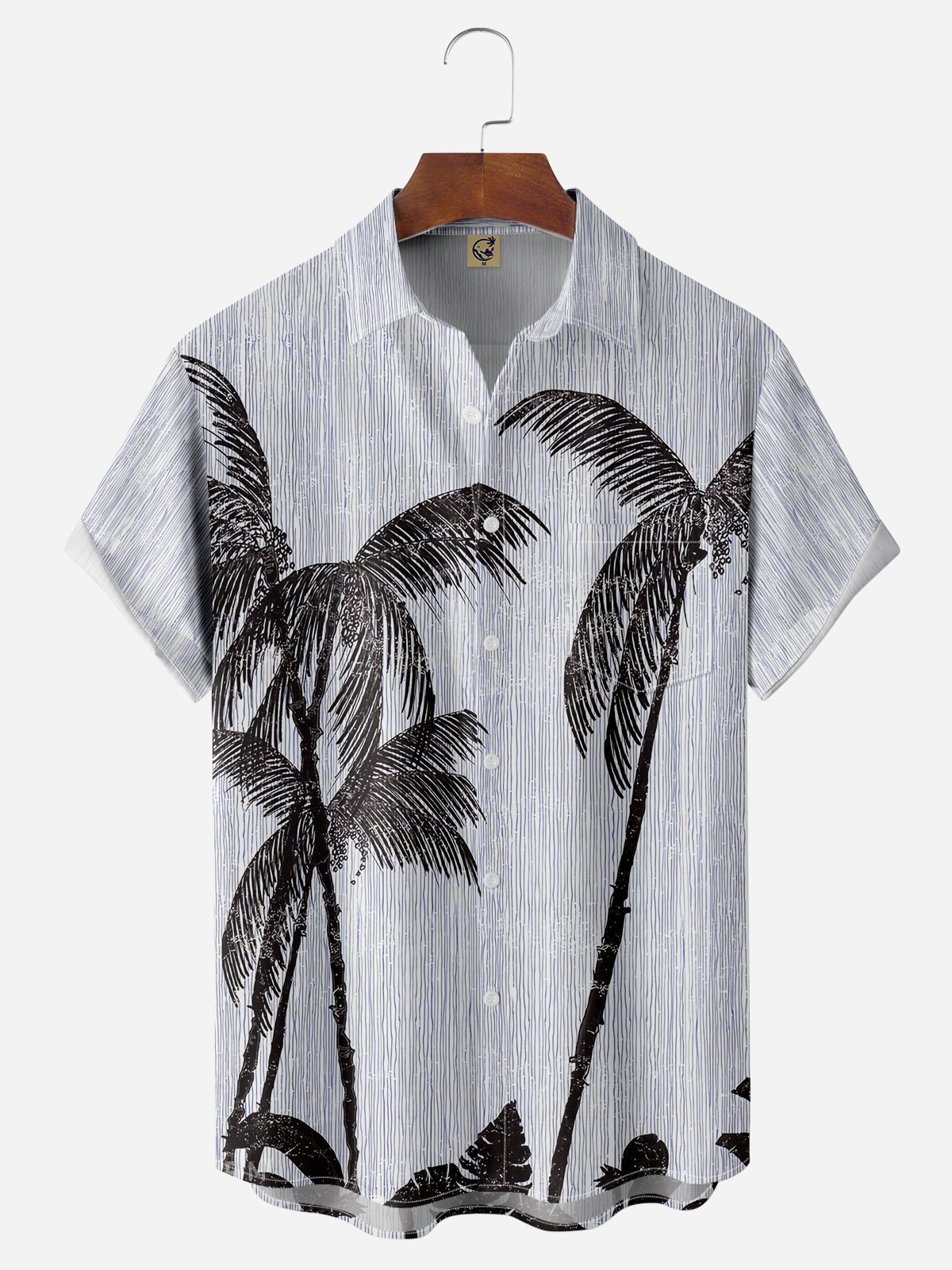 Coconut Tree Chest Pocket Short Sleeve Hawaiian Shirt