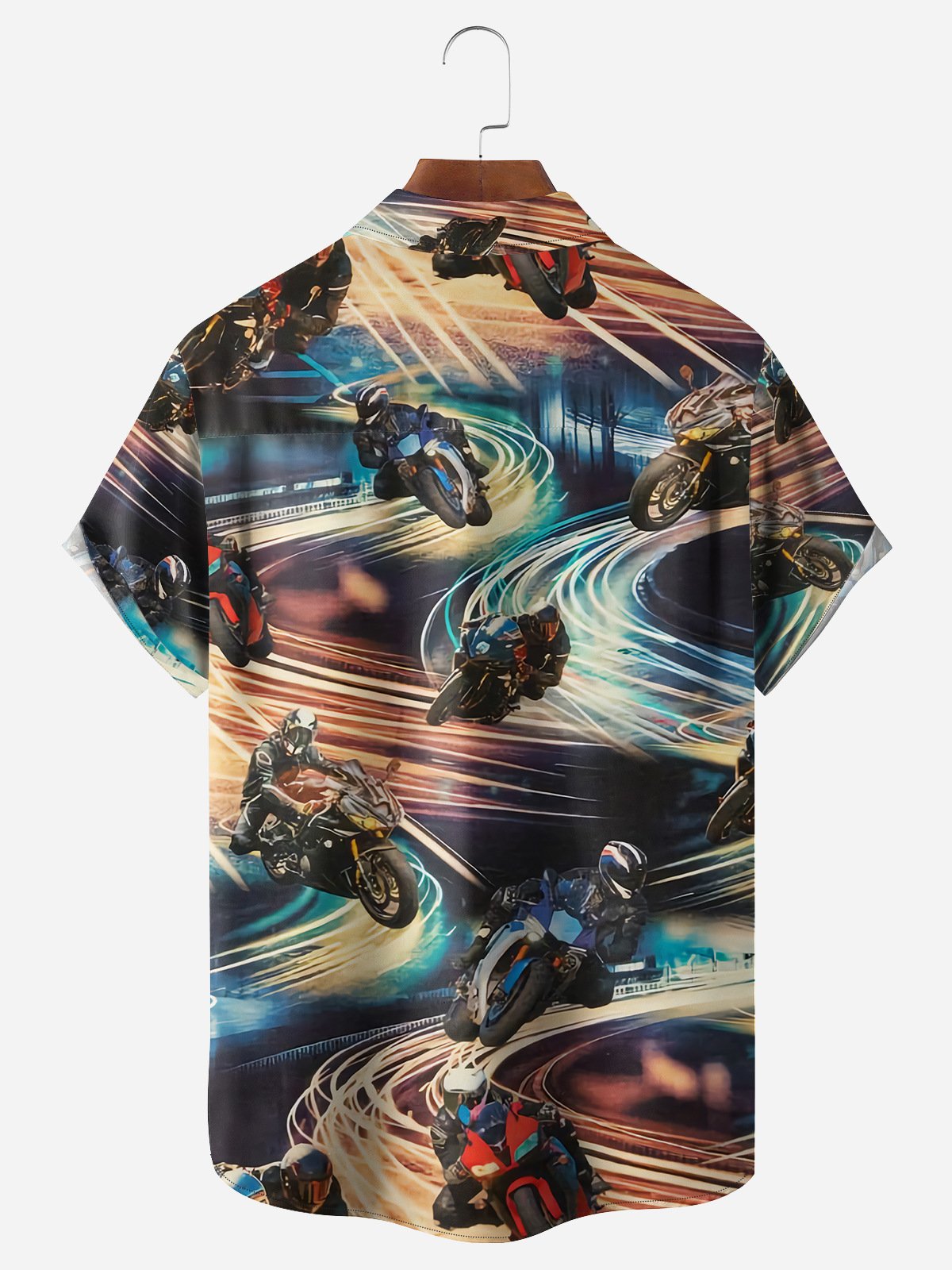 Motorcycle Chest Pocket Short Sleeve Casual Shirt