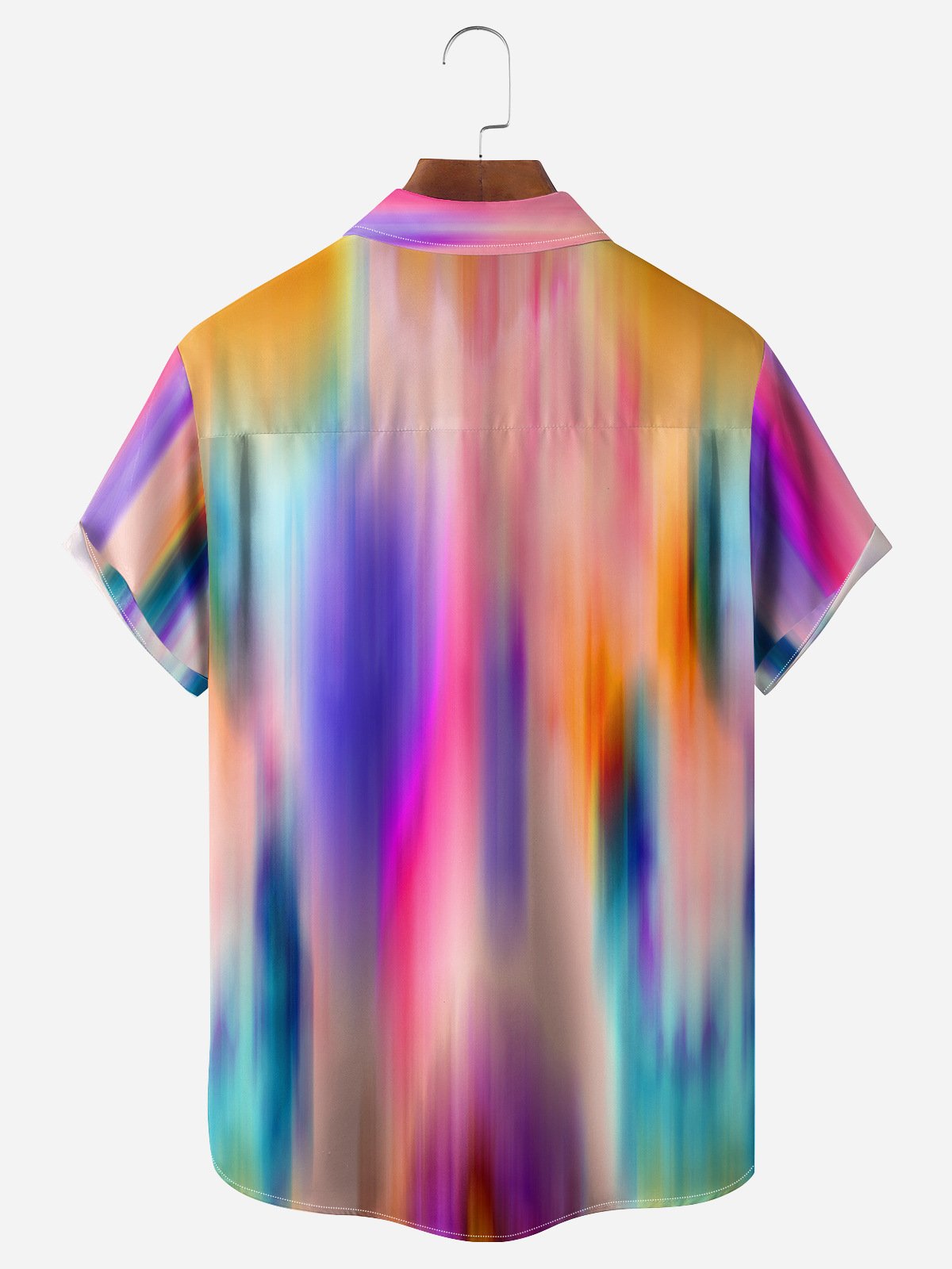 Gradient Color Chest Pocket Short Sleeve Casual Shirt