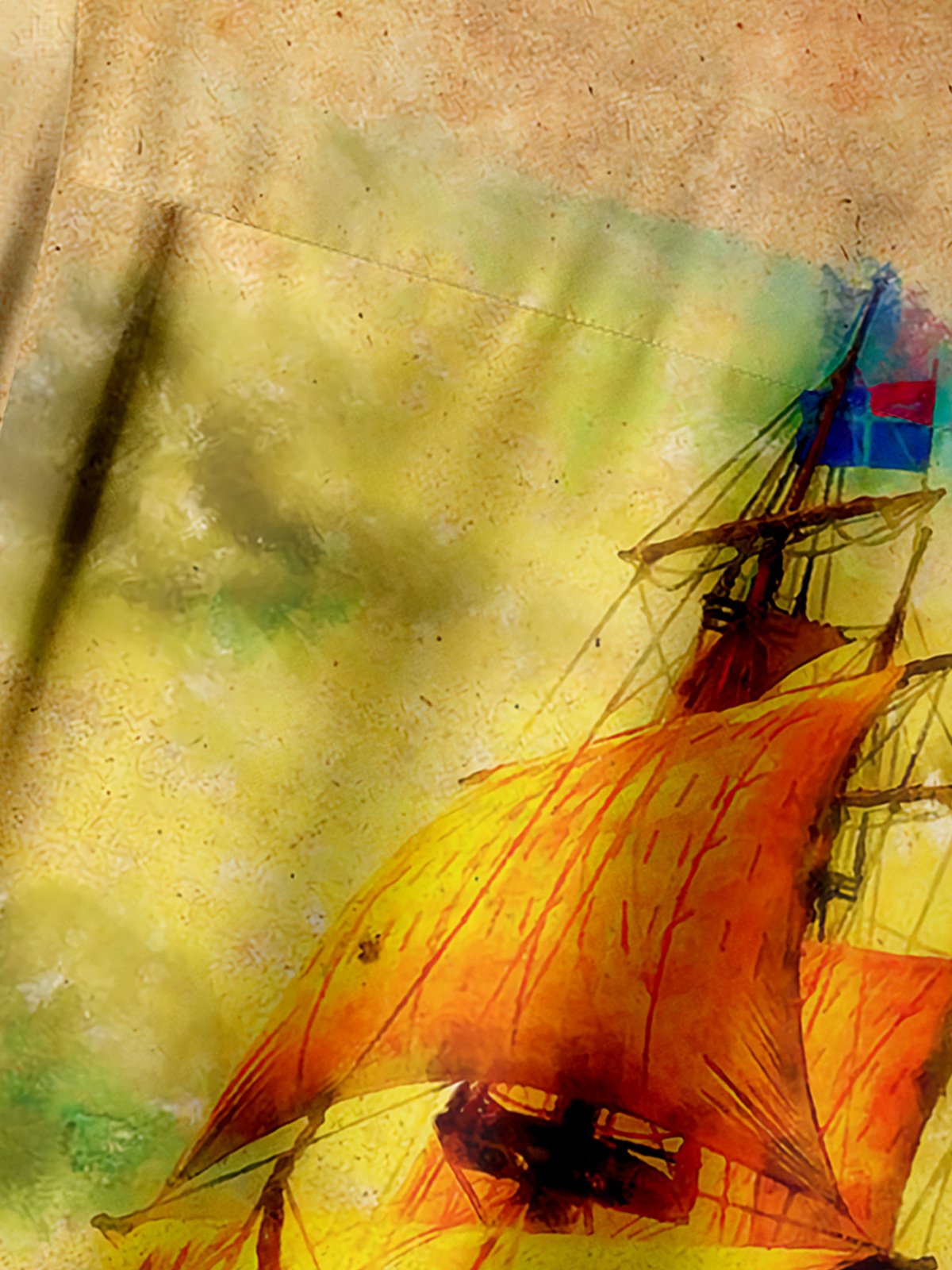 Sailboat Chest Pocket Short Sleeve Hawaiian Shirt