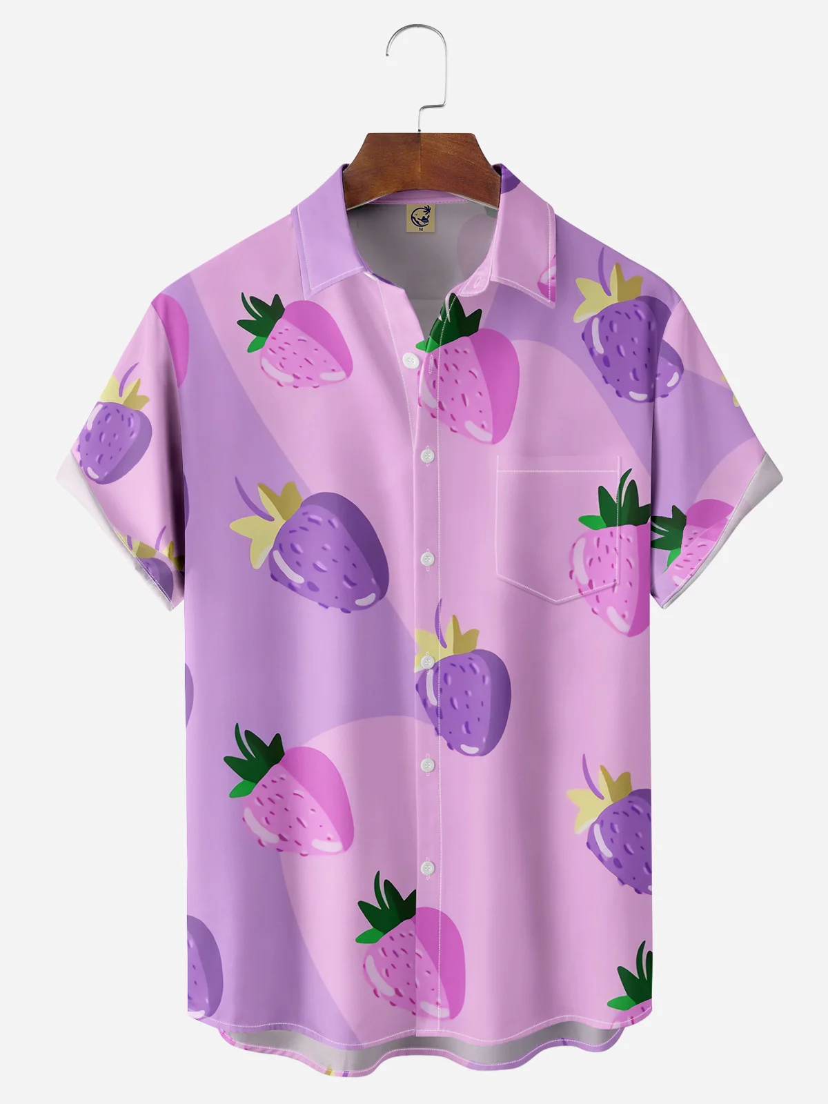 Strawberry Chest Pocket Short Sleeve Hawaiian Shirt
