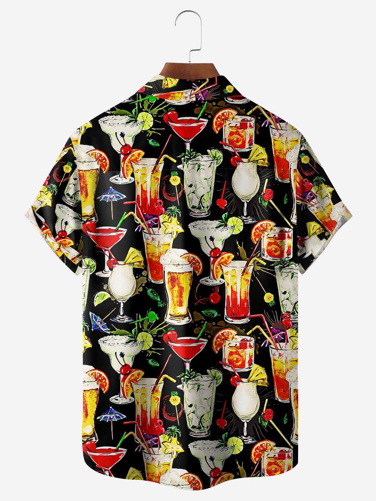 Cocktail Chest Pocket Short Sleeve Hawaiian Shirt